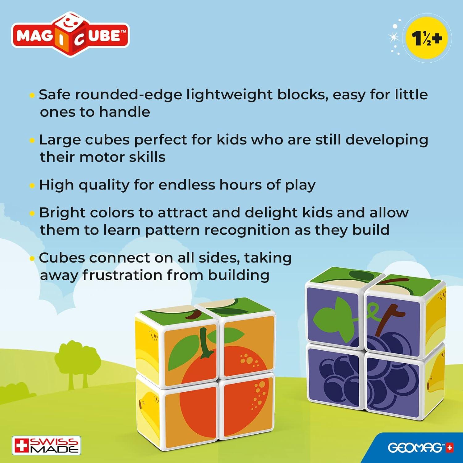 Geomag MagiCube Fruta Set de Cubos Magnéticos 4 Piezas