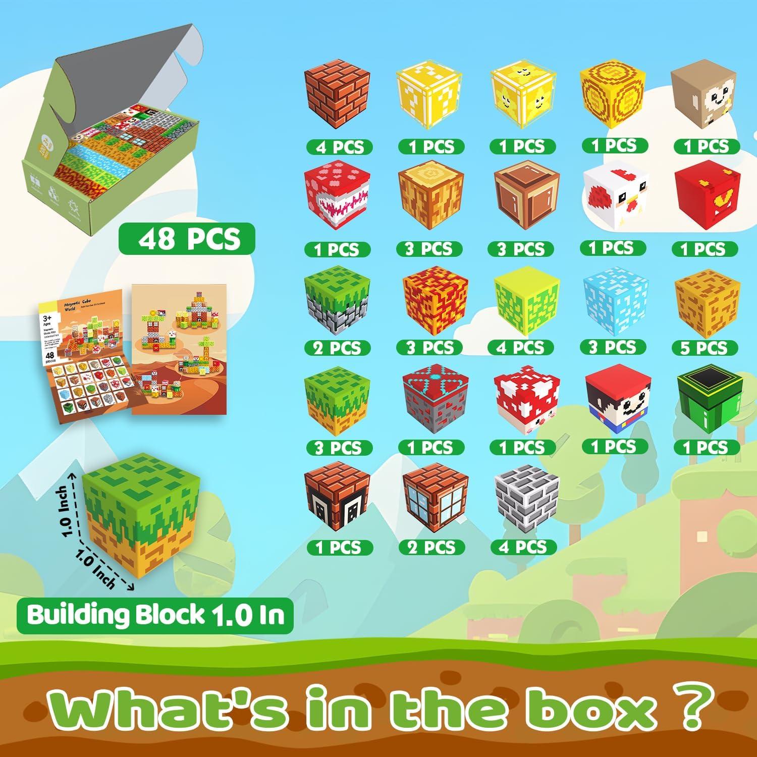 Bloques Magnéticos de Construcción SSAWER 48 Piezas 2.54 cm