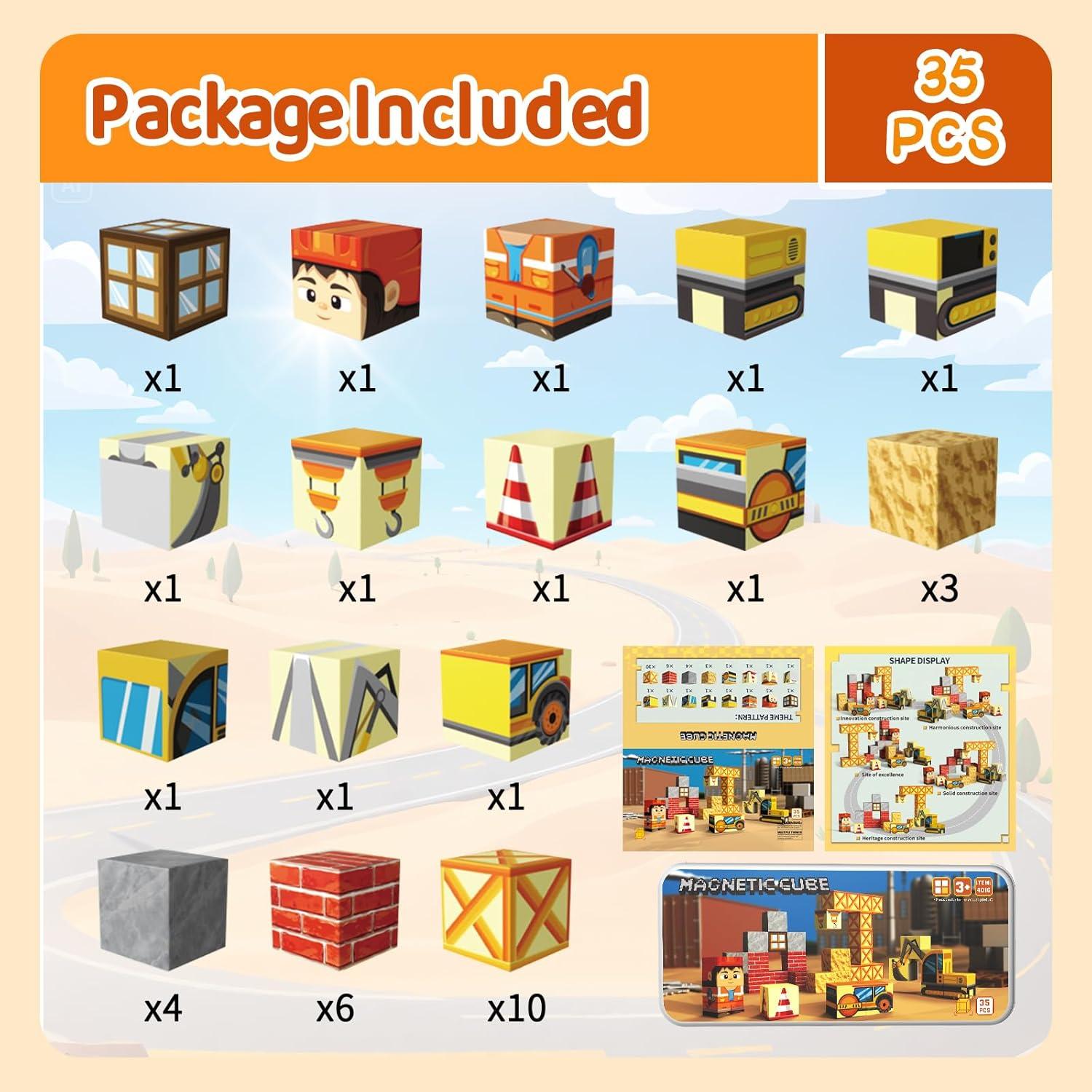 Bloques Magnéticos WMXDU 35PCS Juguetes de Construcción 3+ Años