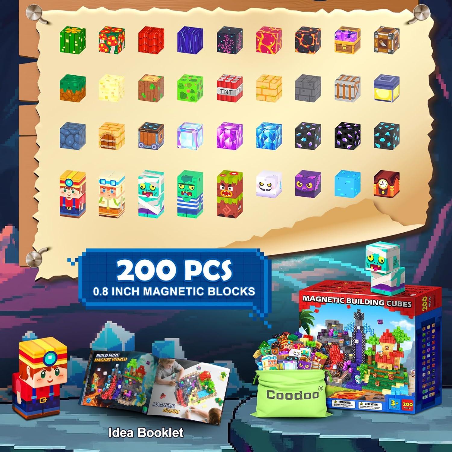 Bloques Magnéticos Coodoo 200 Piezas 2.03 cm Juguete Infantil