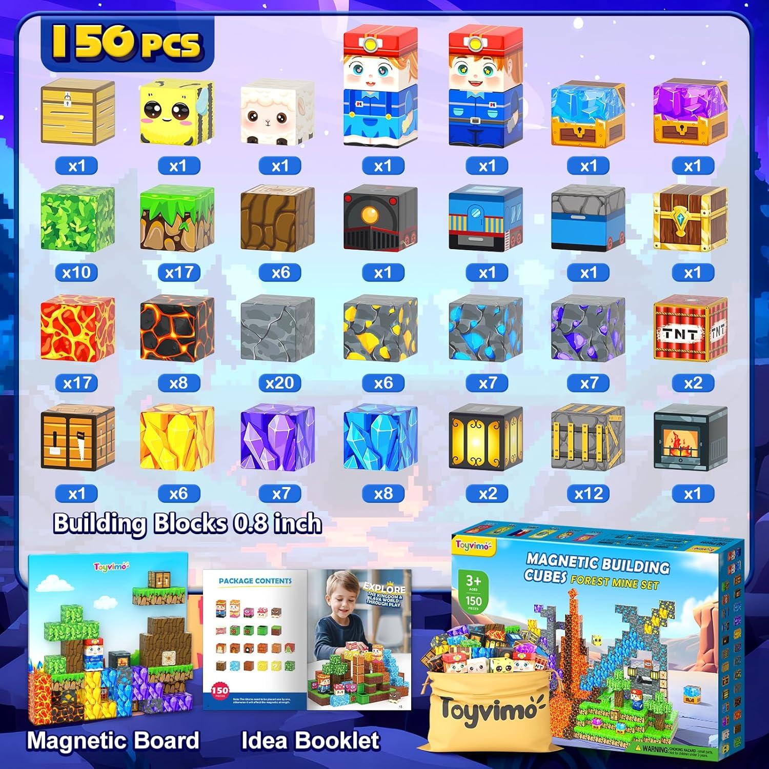 Bloques Magnéticos Toyvimo 150PCS con Tablero para Niños 3+