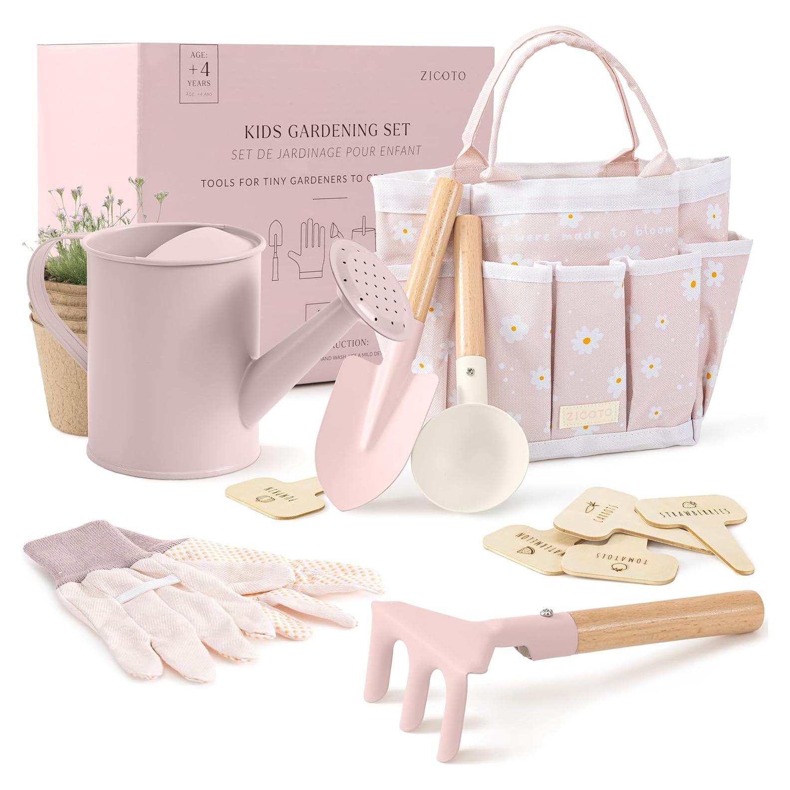 Conjunto de Jardinería para Niños ZICOTO Rosa - Herramientas Seguras
