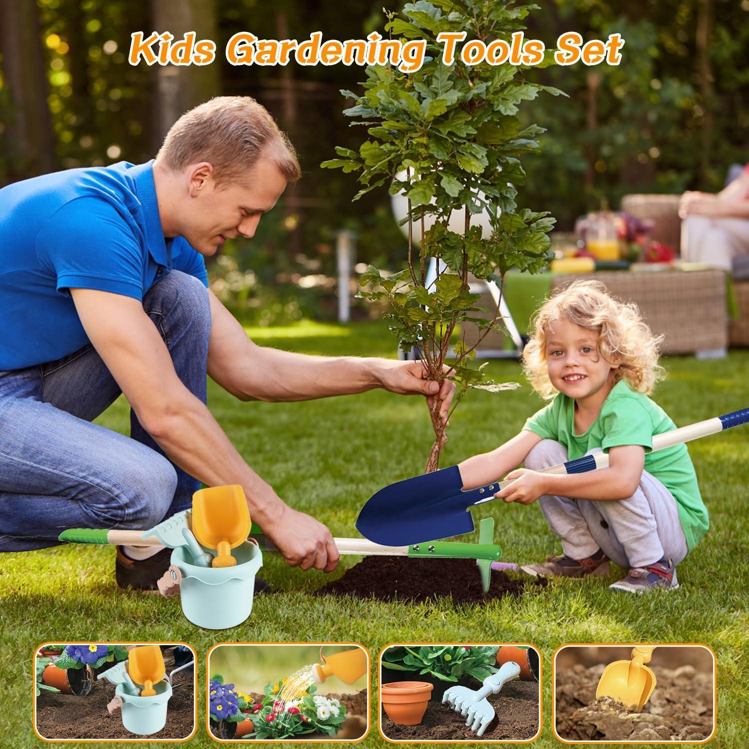Juego de Jardinería para Niños Mostop 12 Piezas con Carretilla