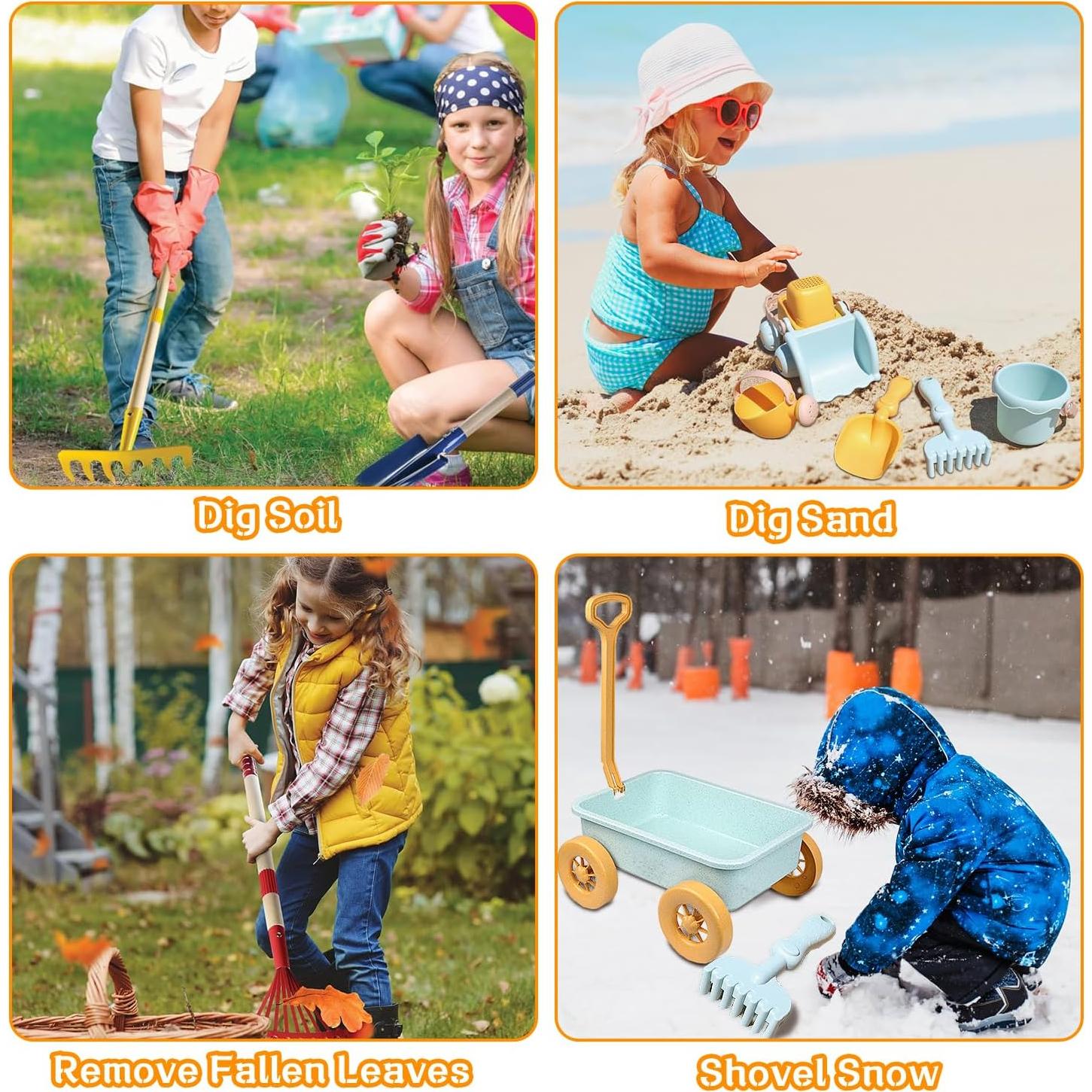 Juego de Jardinería para Niños Mostop 12 Piezas con Carretilla