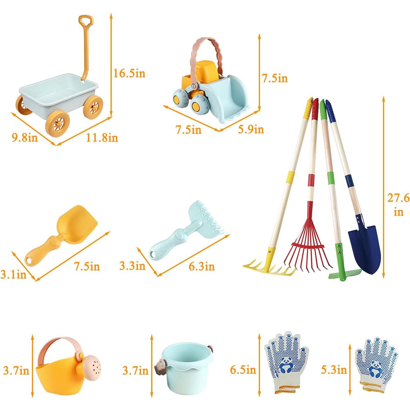 Juego de Jardinería para Niños Mostop 12 Piezas con Carretilla