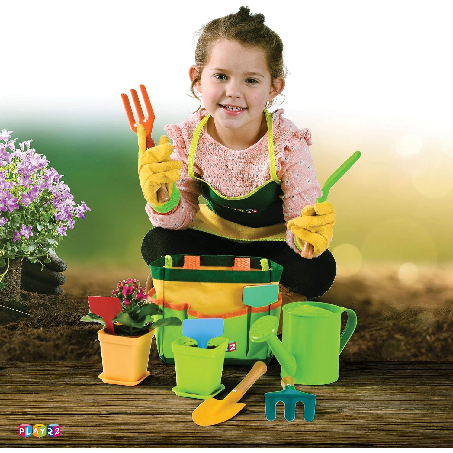 Juego de Jardinería para Niños Play22 - 12 Piezas con Bolsa
