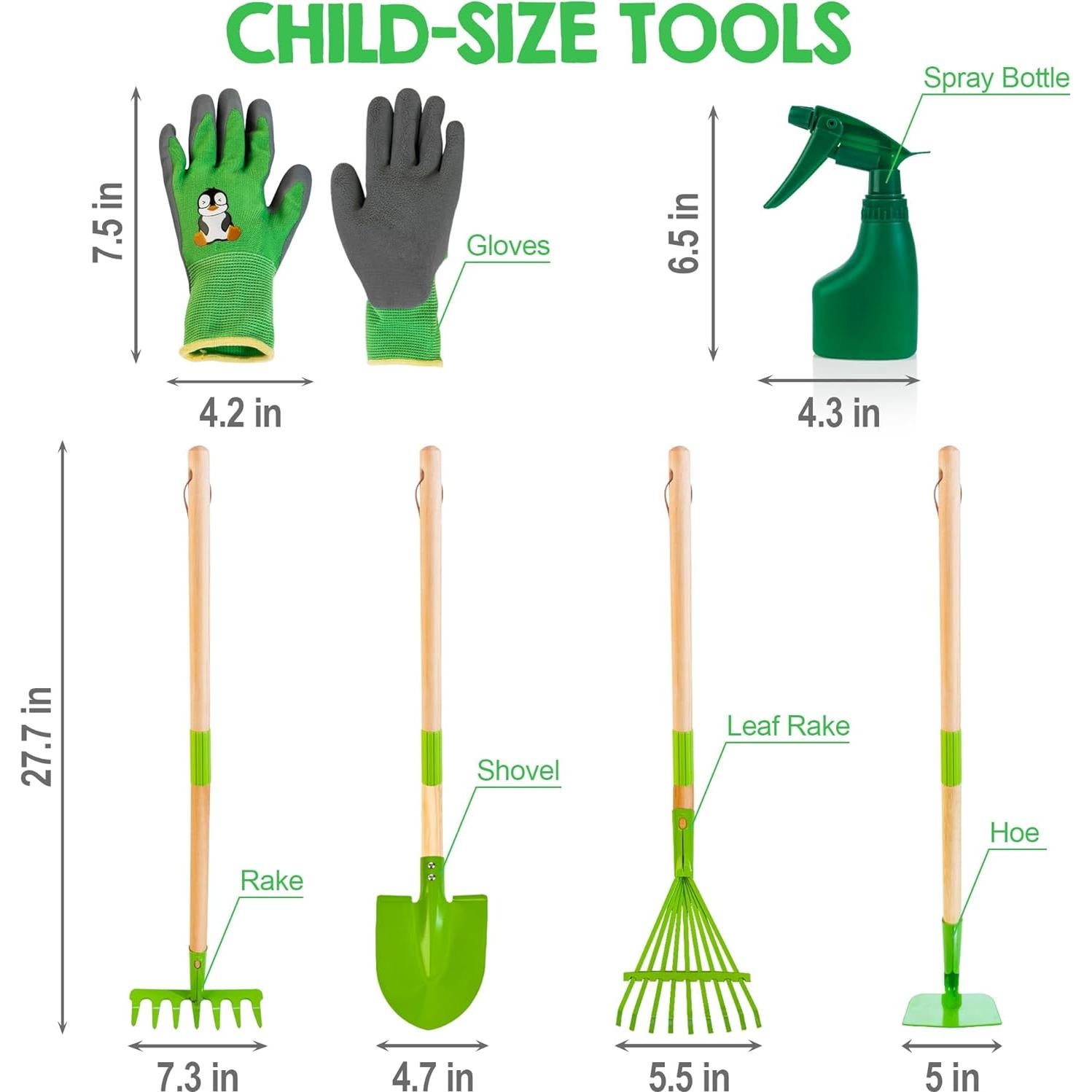 Juego de Jardinería para Niños Amtreen - 6 Piezas con Guantes