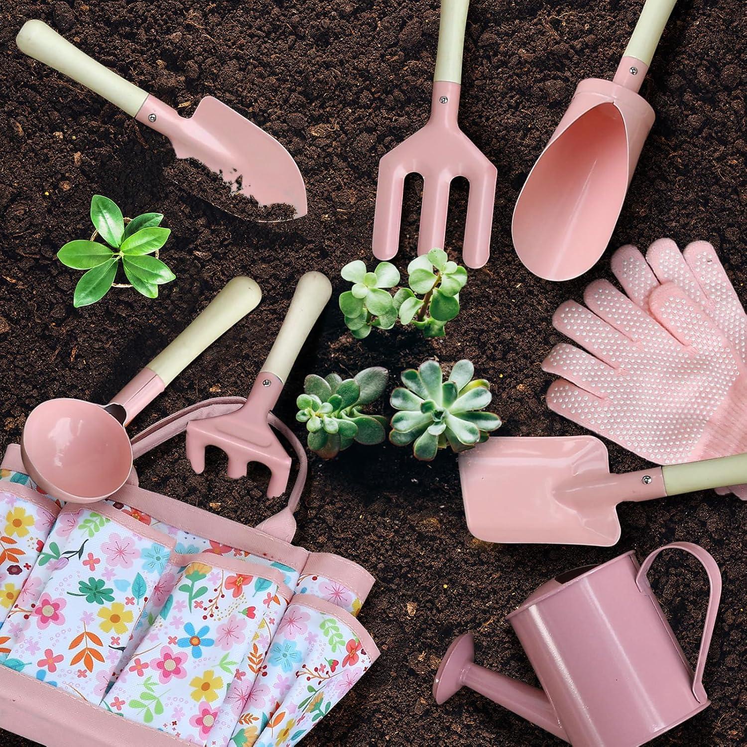 Juego de Jardinería para Niños Qtioucp 14 Piezas Rosa