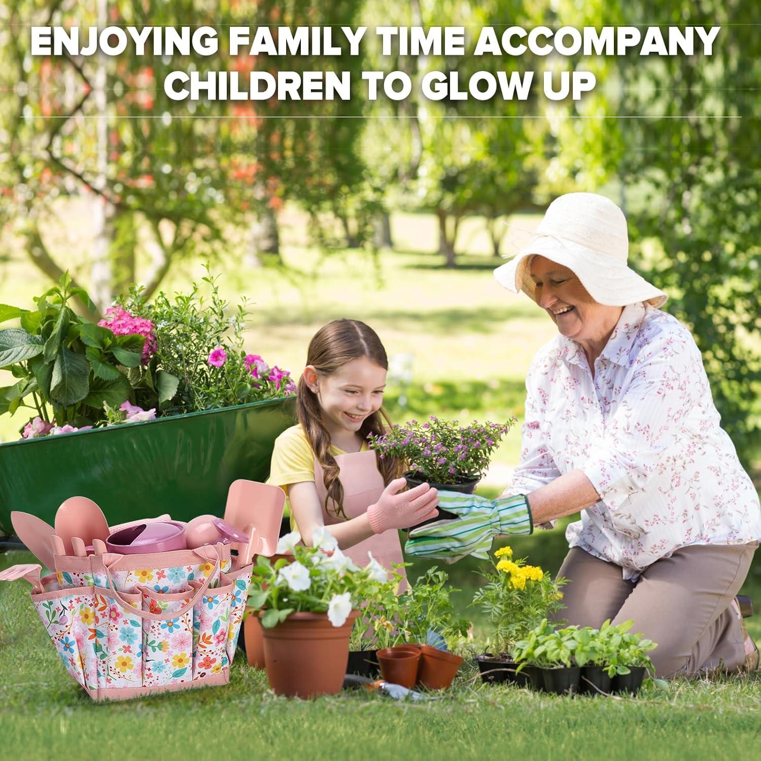 Juego de Jardinería para Niños Qtioucp 14 Piezas Rosa