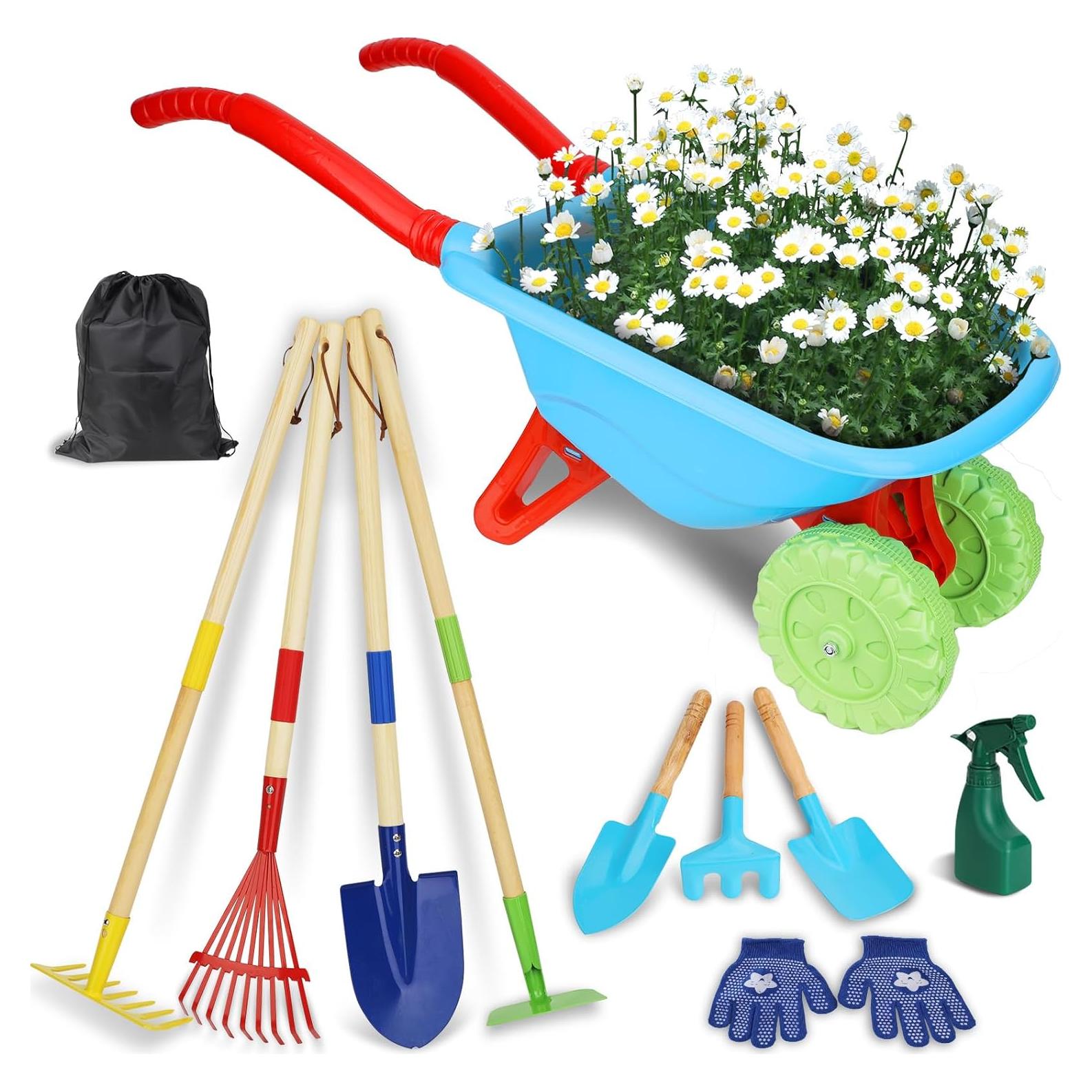 Juego de Herramientas de Jardinería para Niños Demolike con Carretilla