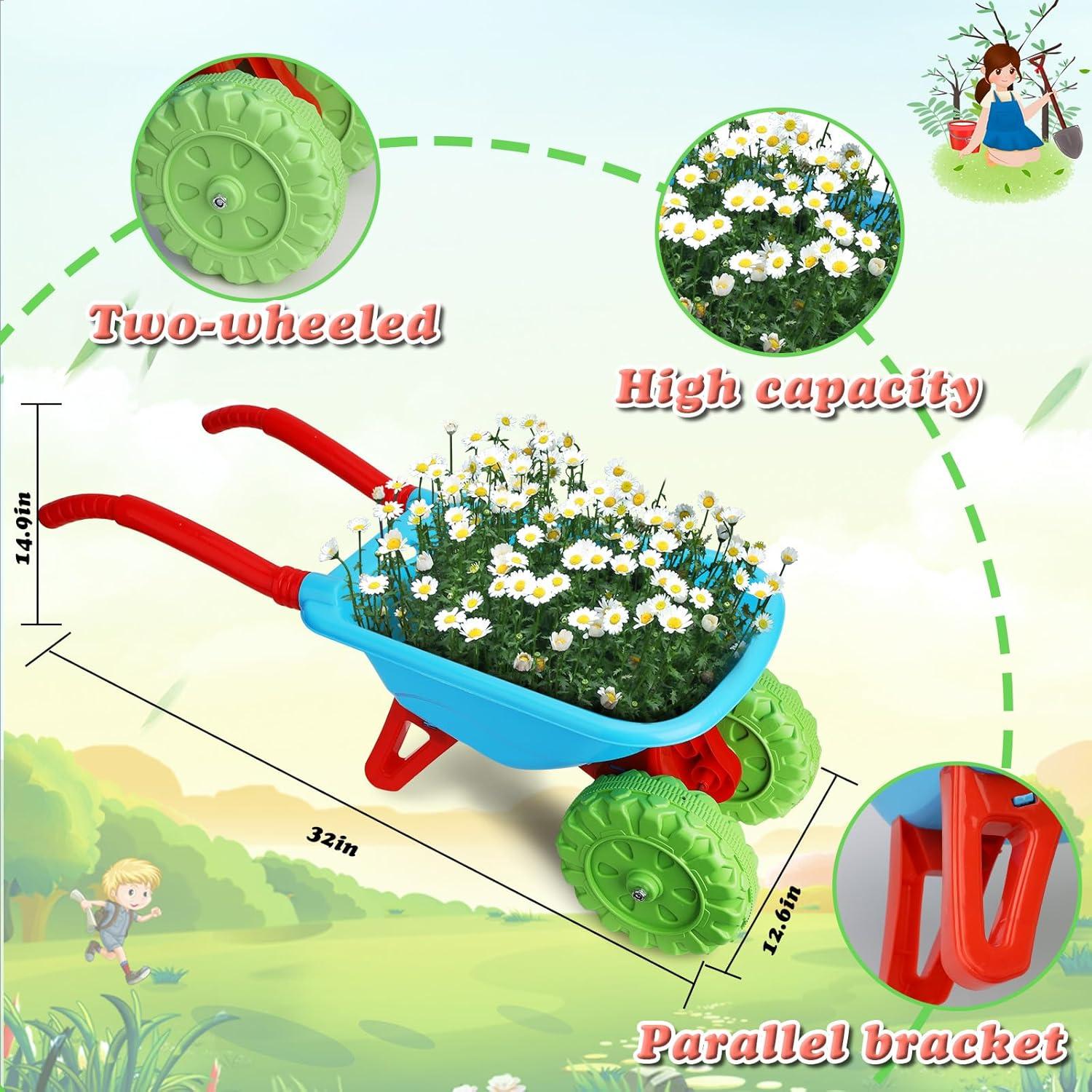 Juego de Herramientas de Jardinería para Niños Demolike con Carretilla