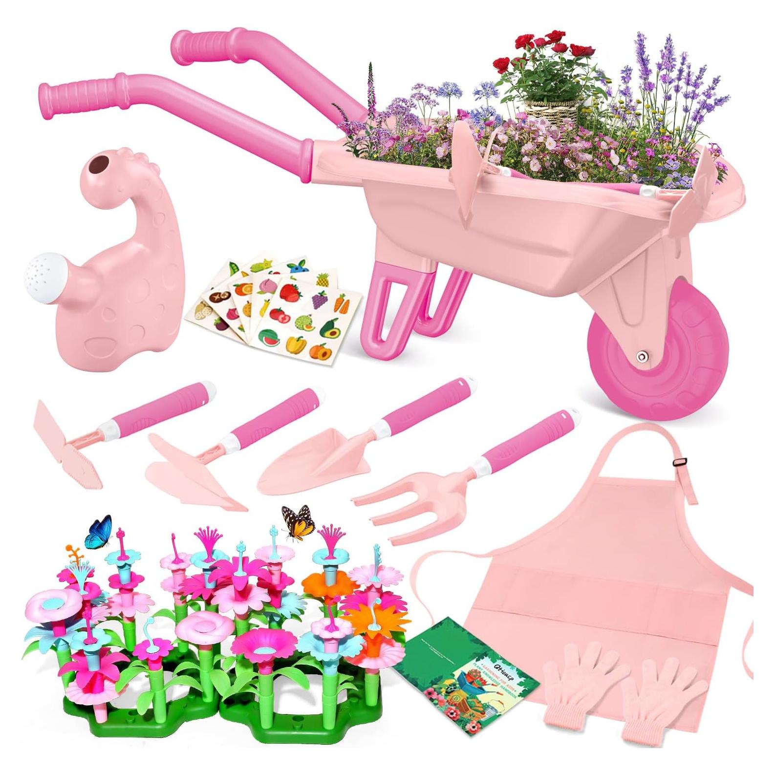 Conjunto de Jardinería para Niños Qtioucp 16 Piezas Rosa
