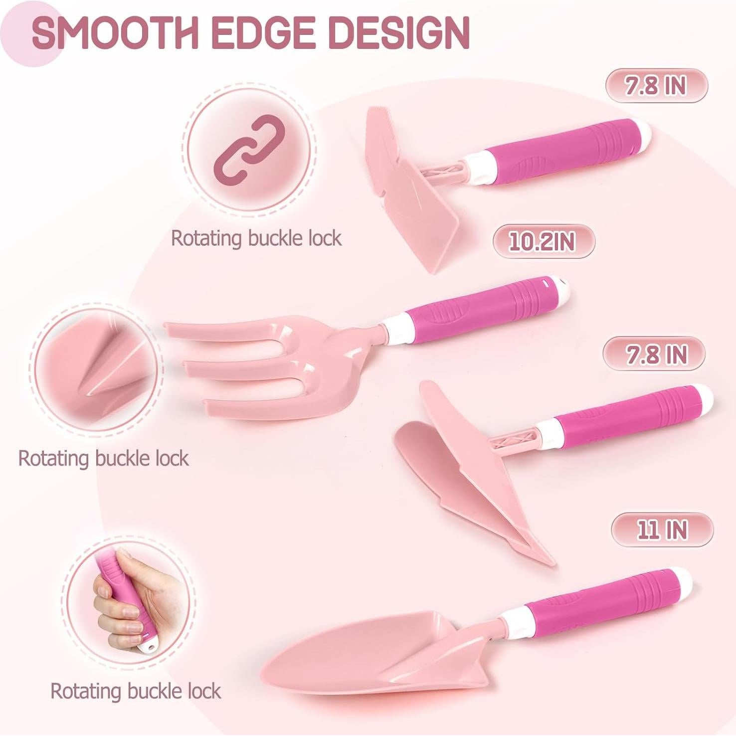 Conjunto de Jardinería para Niños Qtioucp 16 Piezas Rosa