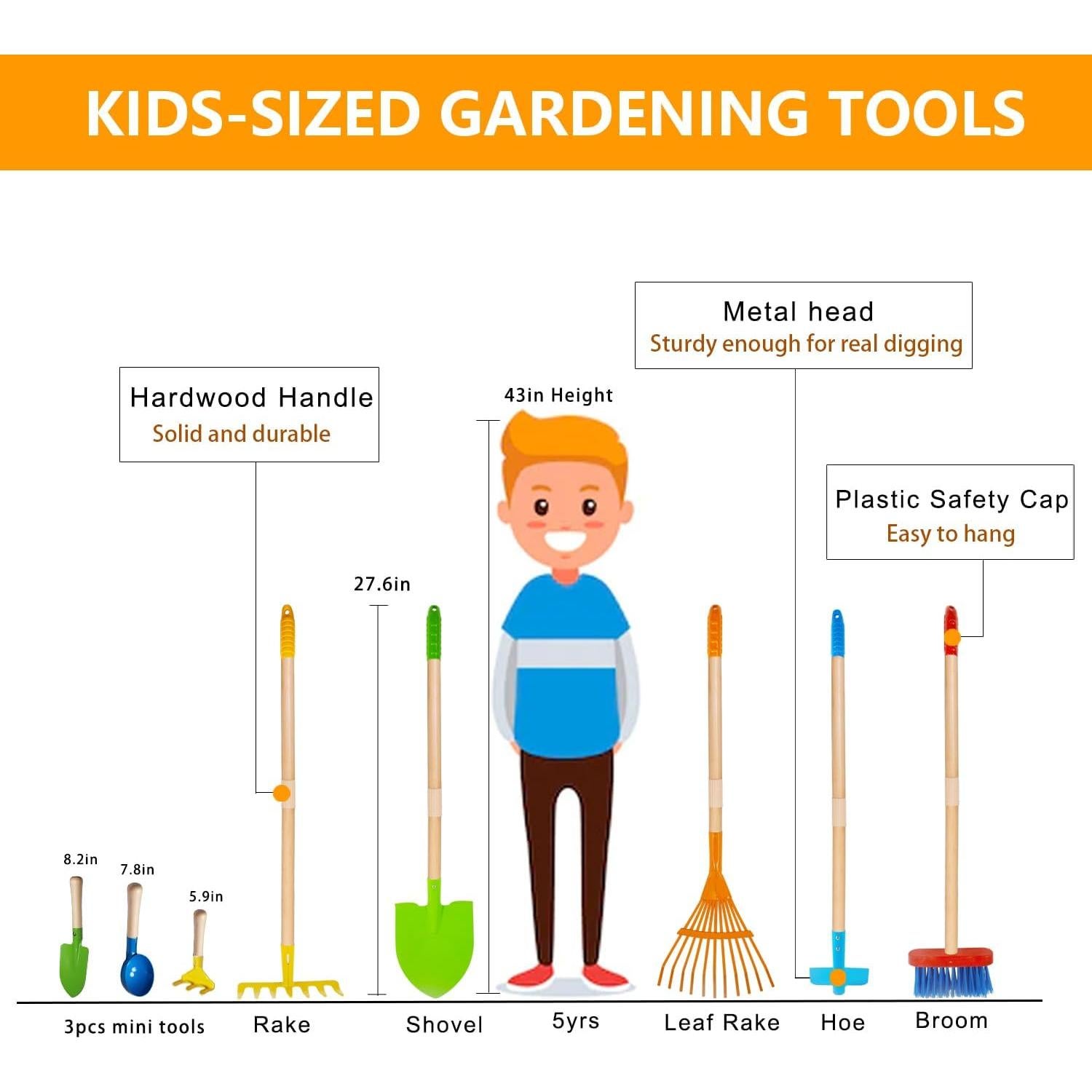 Juego de Herramientas de Jardinería POMIKU 8 Piezas para Niños