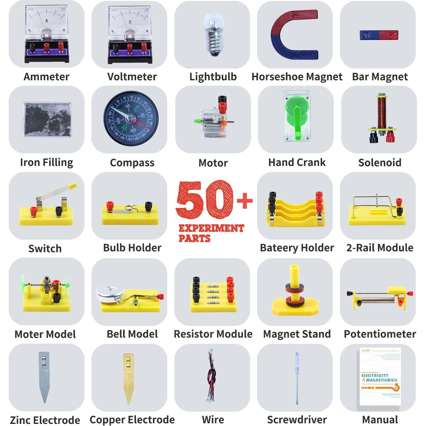 Kit de Experimentos de Electricidad y Magnetismo Teenii - 50 Artículos