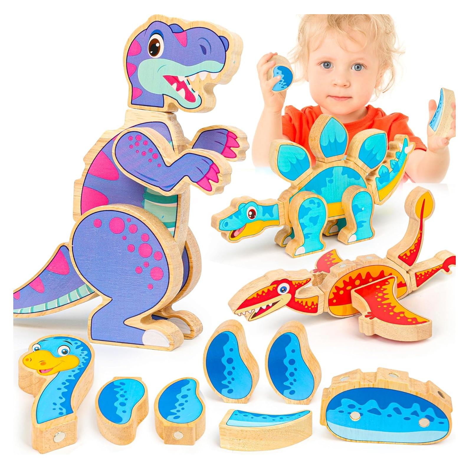 Juguetes de Dinosaurio Magnéticos de Madera FQKIOMY 3-5 Años
