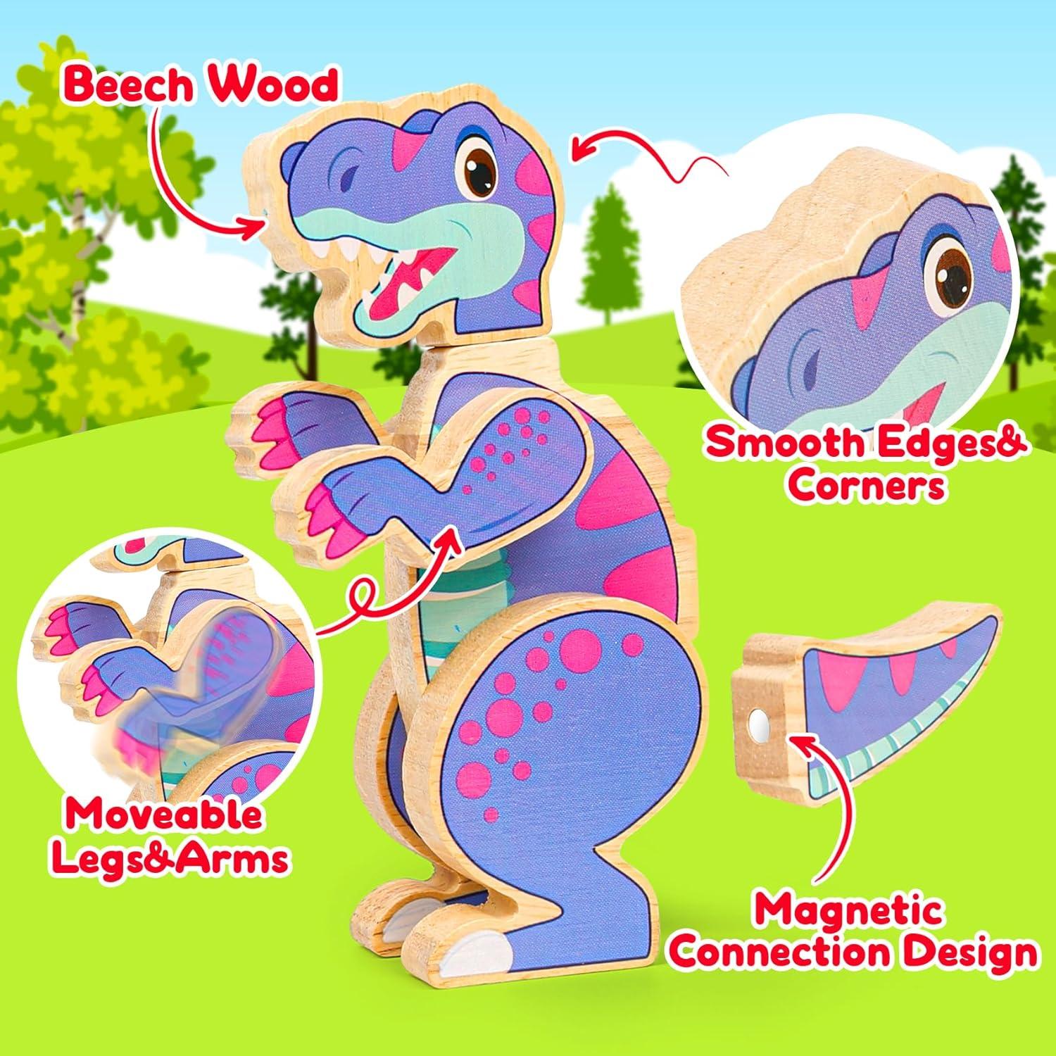 Juguetes de Dinosaurio Magnéticos de Madera FQKIOMY 3-5 Años