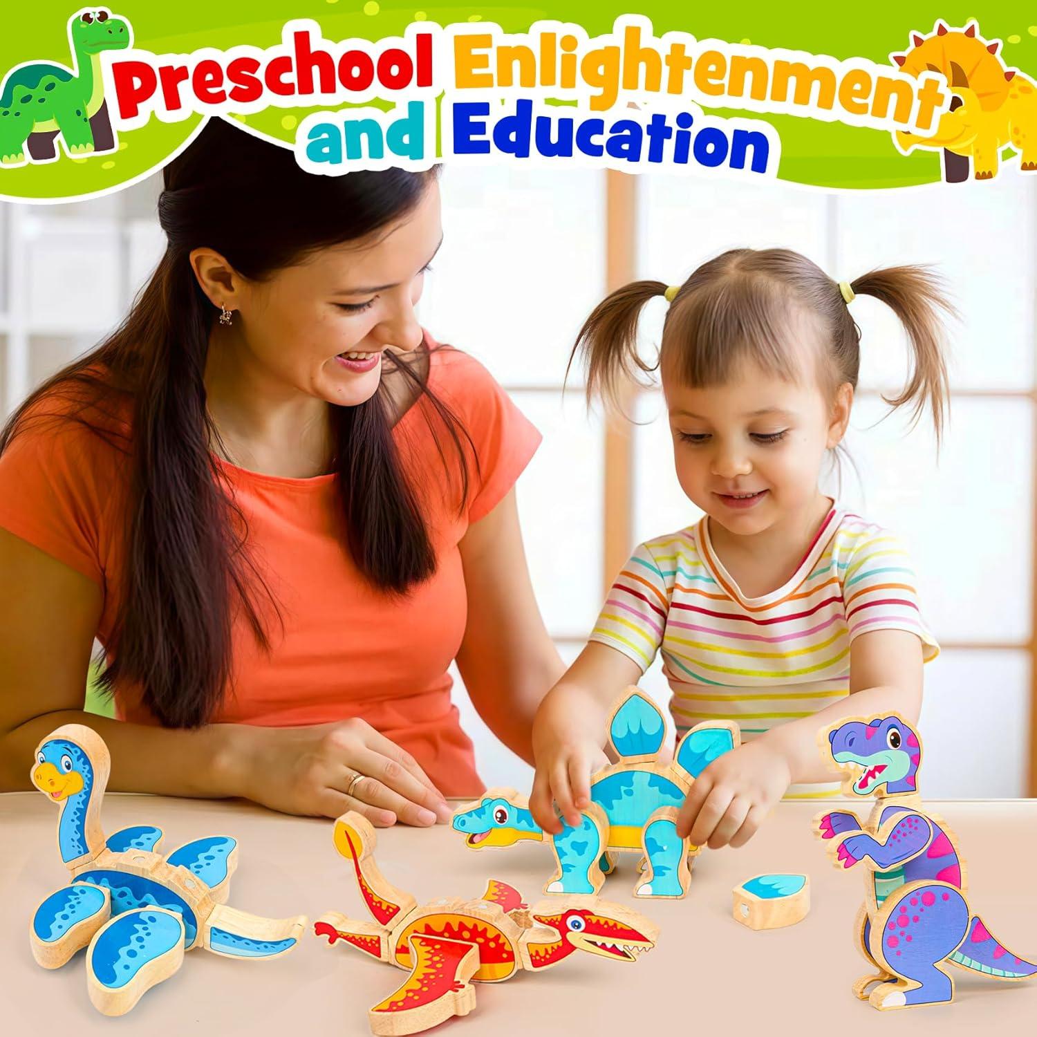 Juguetes de Dinosaurio Magnéticos de Madera FQKIOMY 3-5 Años