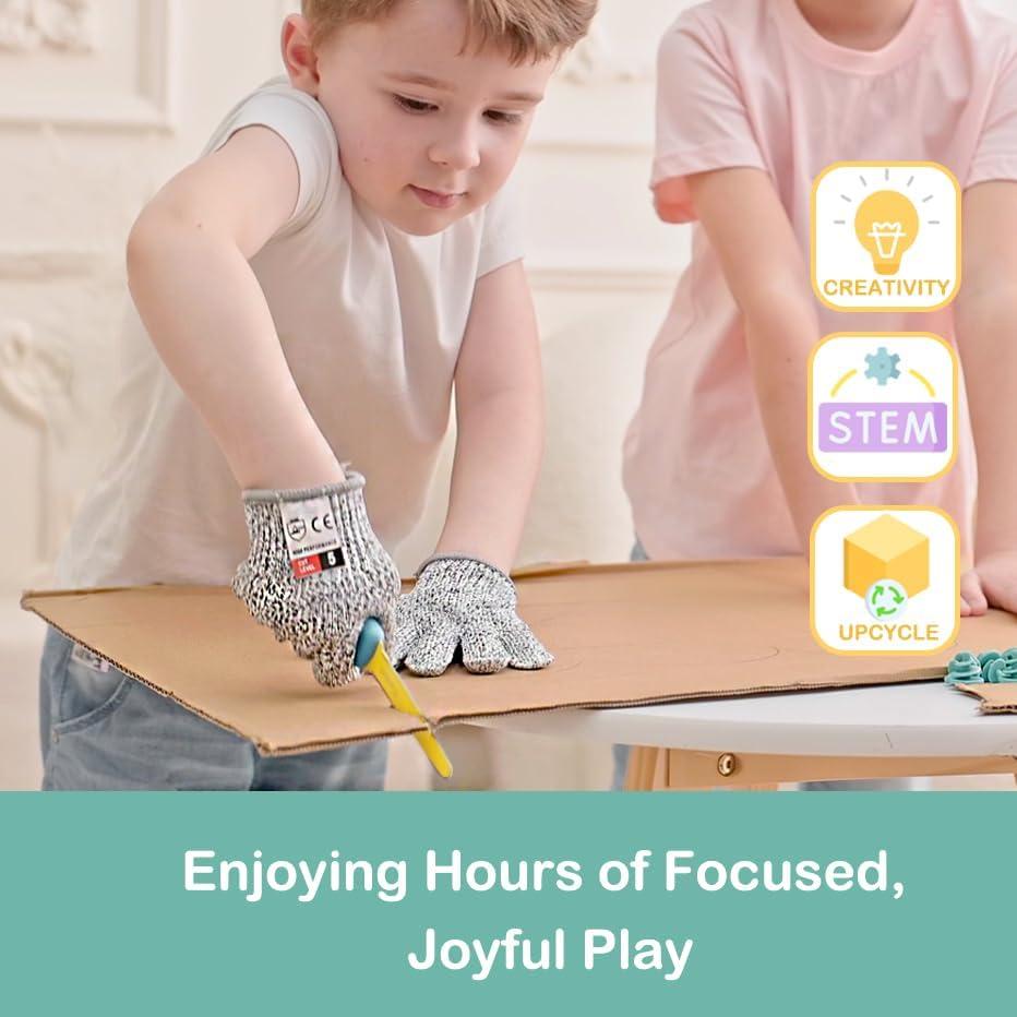 Kit de Herramientas de Cartón Kizzikids 149 PCS para Niños 5+