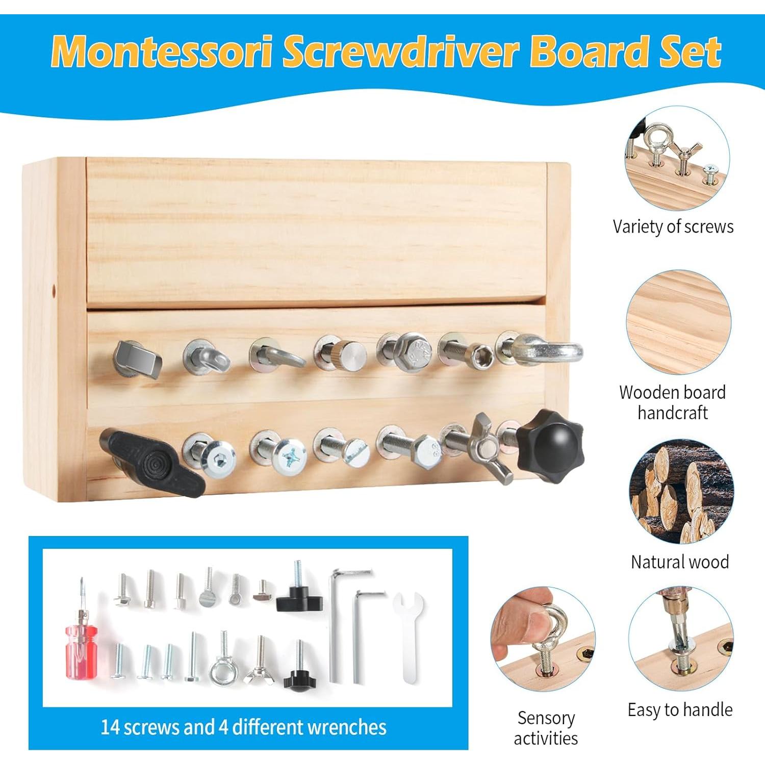 Set de Juguetes Montessori INIFEIDALA - Tablero de Destornillador y Cerradura