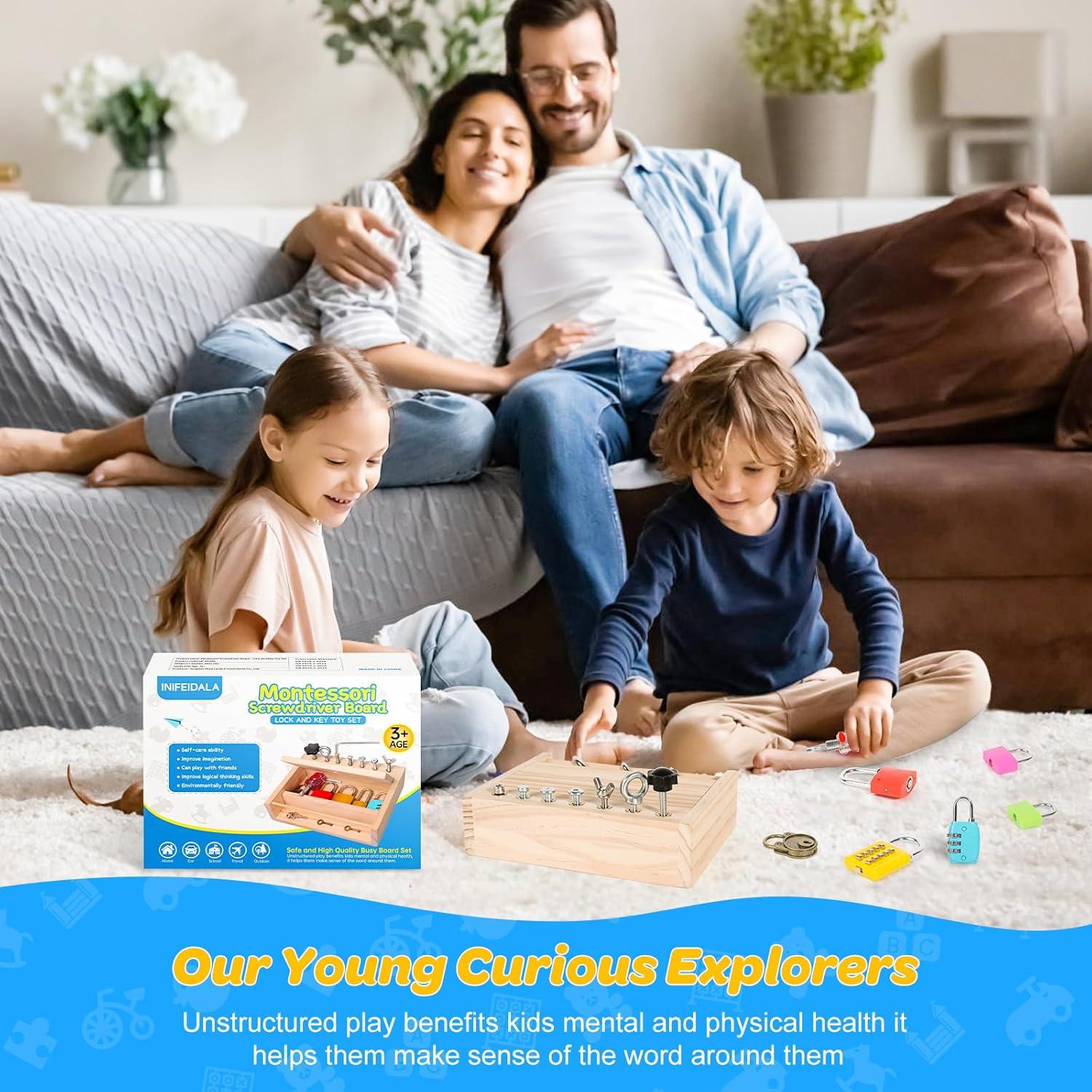 Set de Juguetes Montessori INIFEIDALA - Tablero de Destornillador y Cerradura