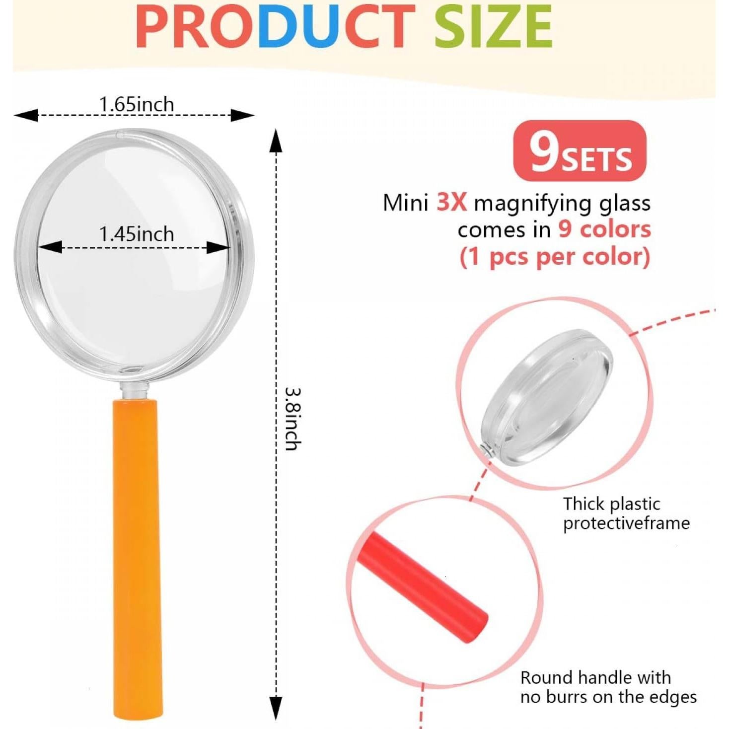 Lentes de Aumento Mini 3X SenseYo - Paquete de 9 Colores