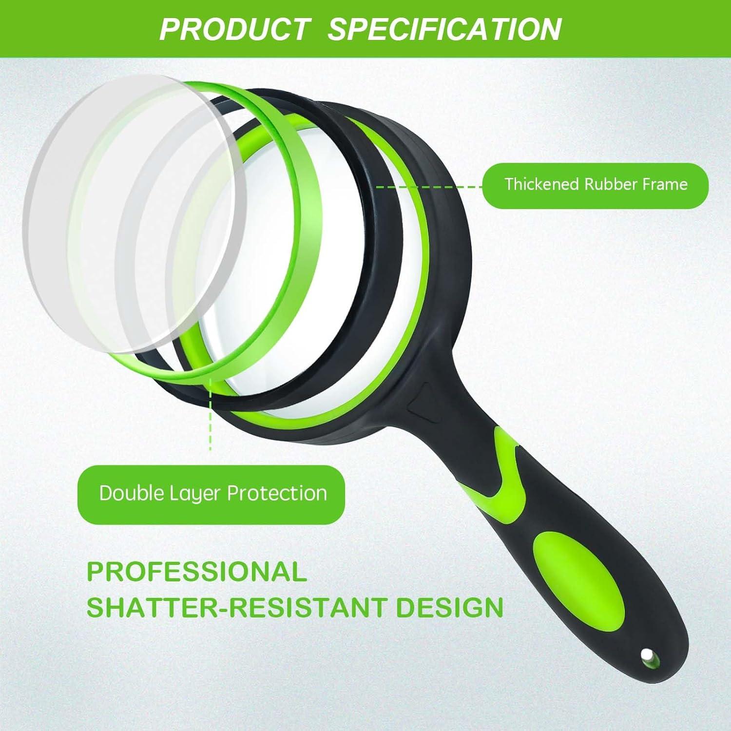 Lupa de Mano Wapodeai 10X con Agarre de Goma 75mm - Paquete de 2