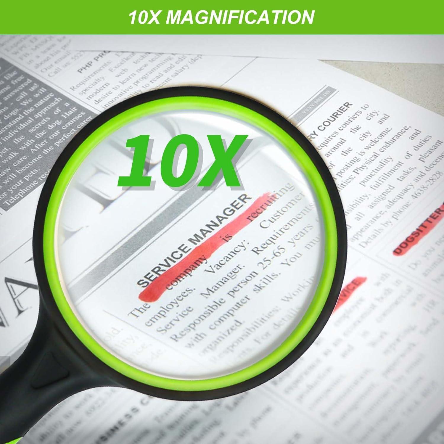 Lupa de Mano Wapodeai 10X con Agarre de Goma 75mm - Paquete de 2