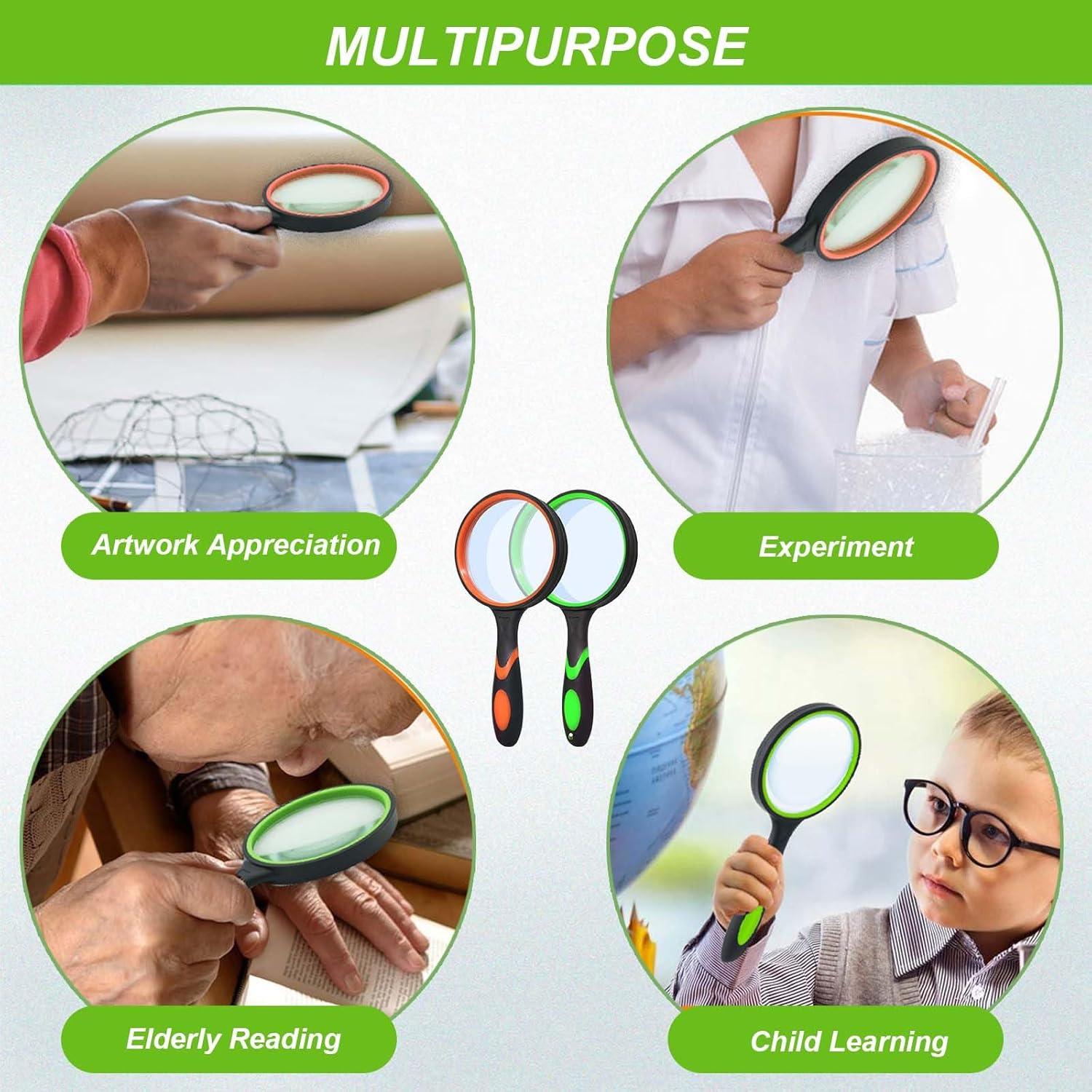 Lupa de Mano Wapodeai 10X con Agarre de Goma 75mm - Paquete de 2