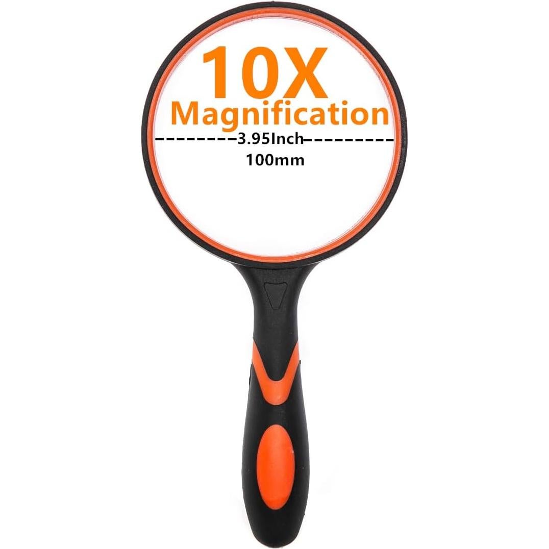 Lupa de Mano 10X HOMEGOAL con Lente de Vidrio 100mm