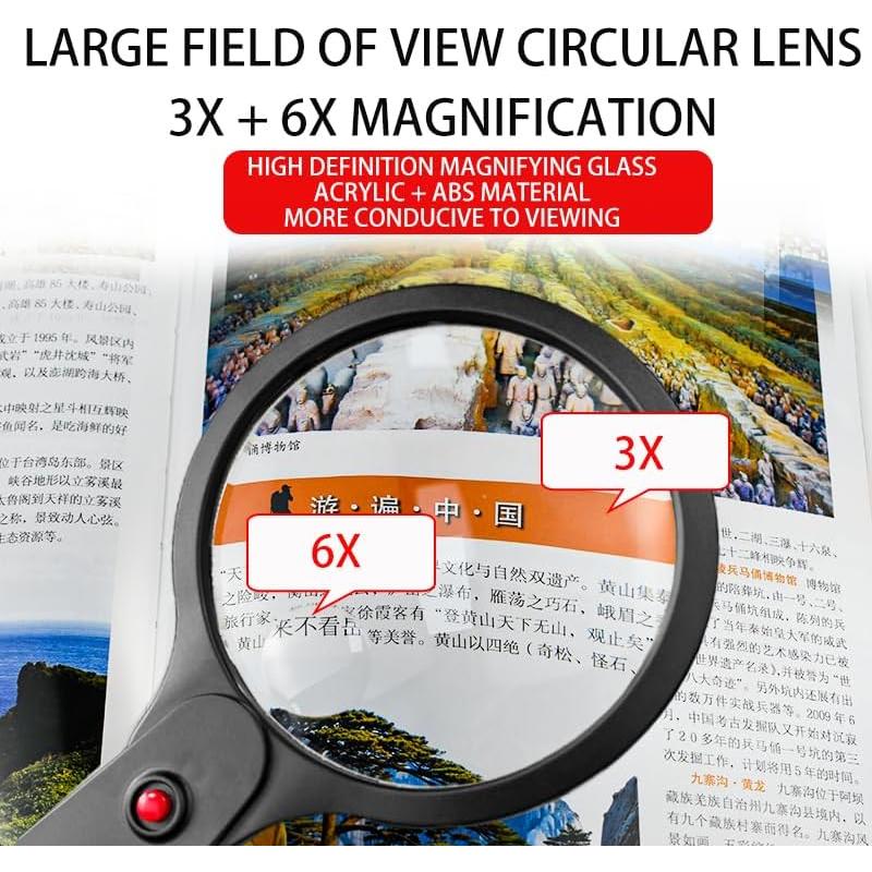 Lupa Plegable Nozomia 90mm 3X 6X con Paño de Limpieza