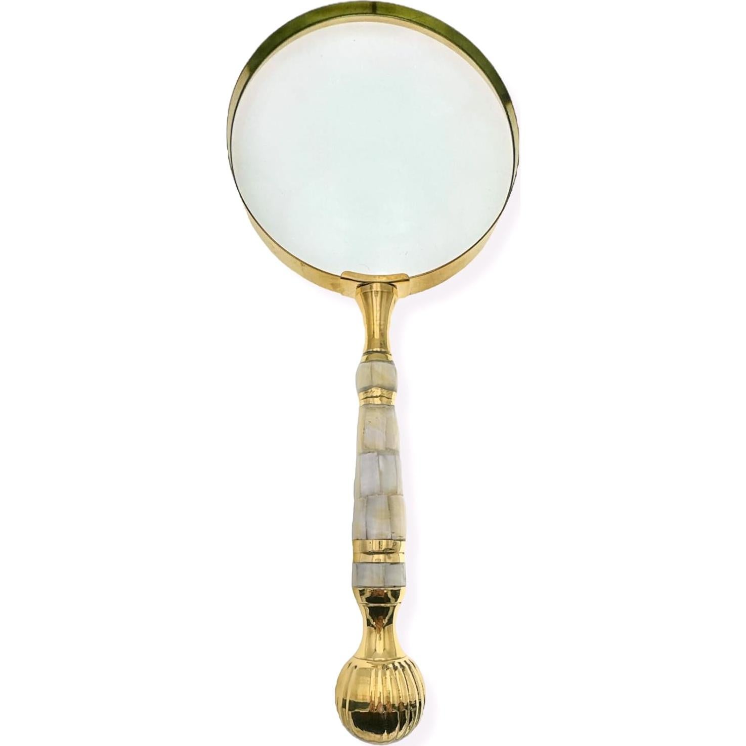 Lupa de Mano Evenchae 4X con Mango de Madreperla y Latón