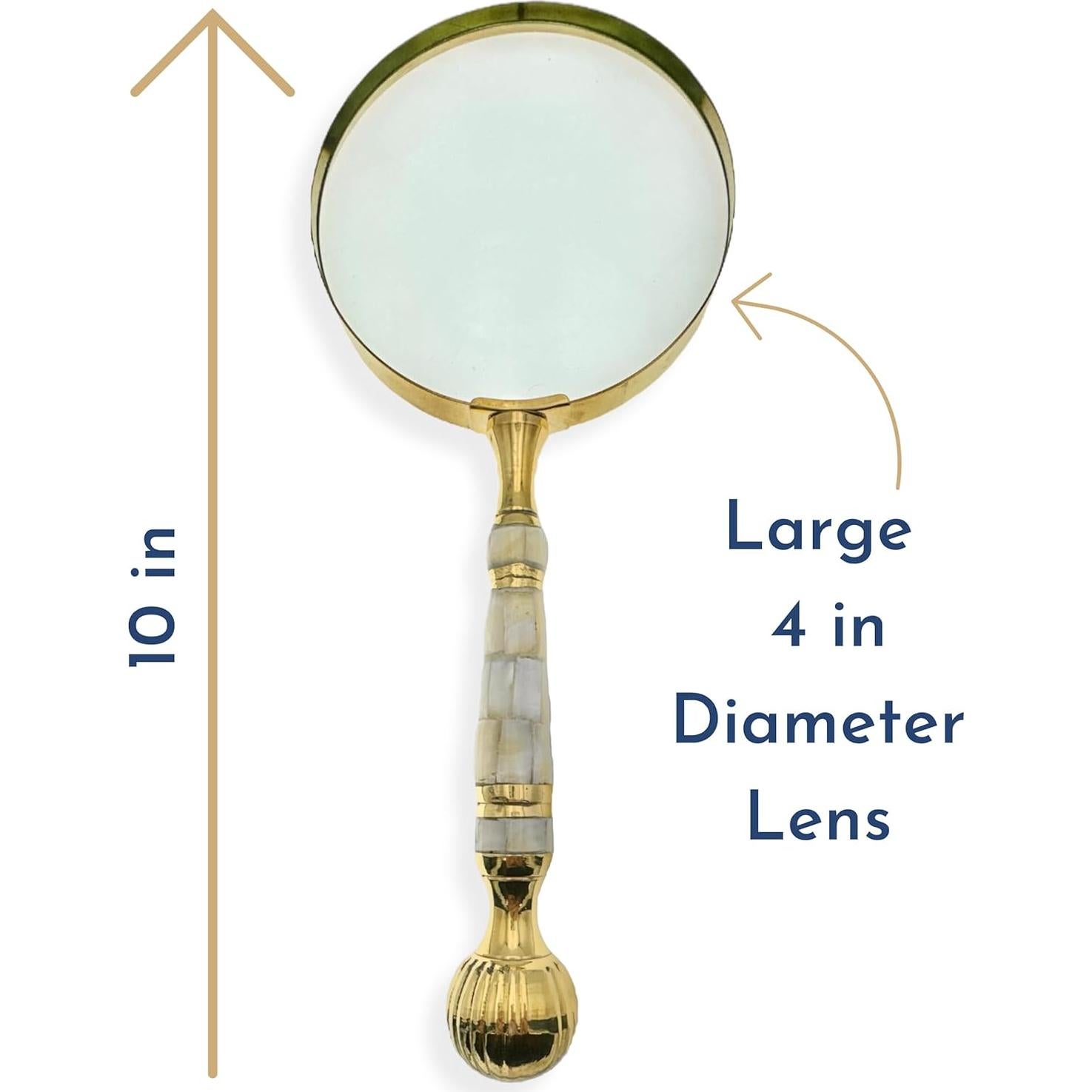 Lupa de Mano Evenchae 4X con Mango de Madreperla y Latón