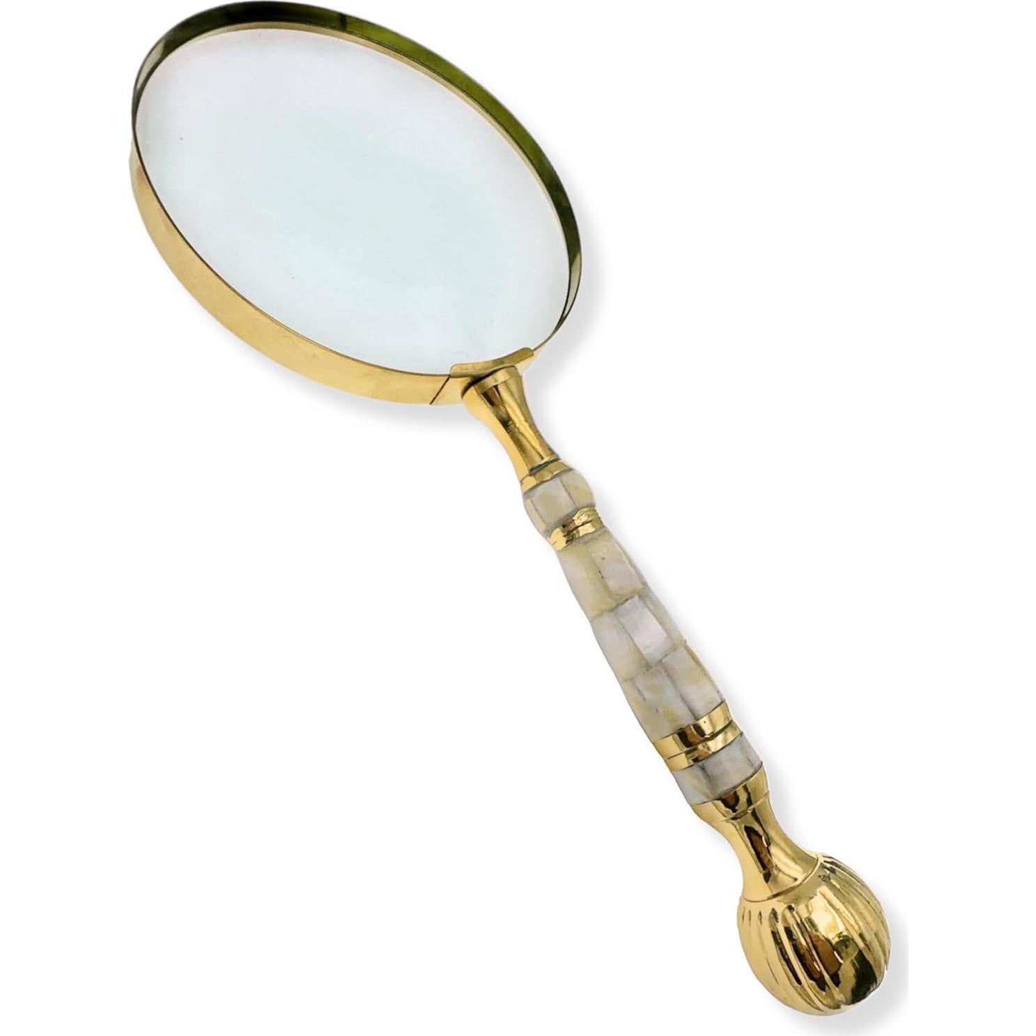 Lupa de Mano Evenchae 4X con Mango de Madreperla y Latón