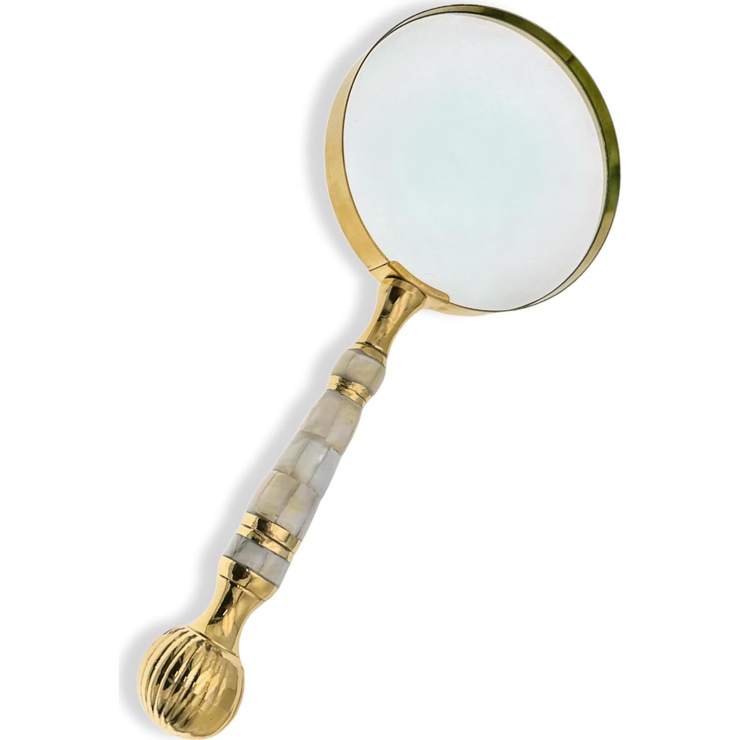 Lupa de Mano Evenchae 4X con Mango de Madreperla y Latón