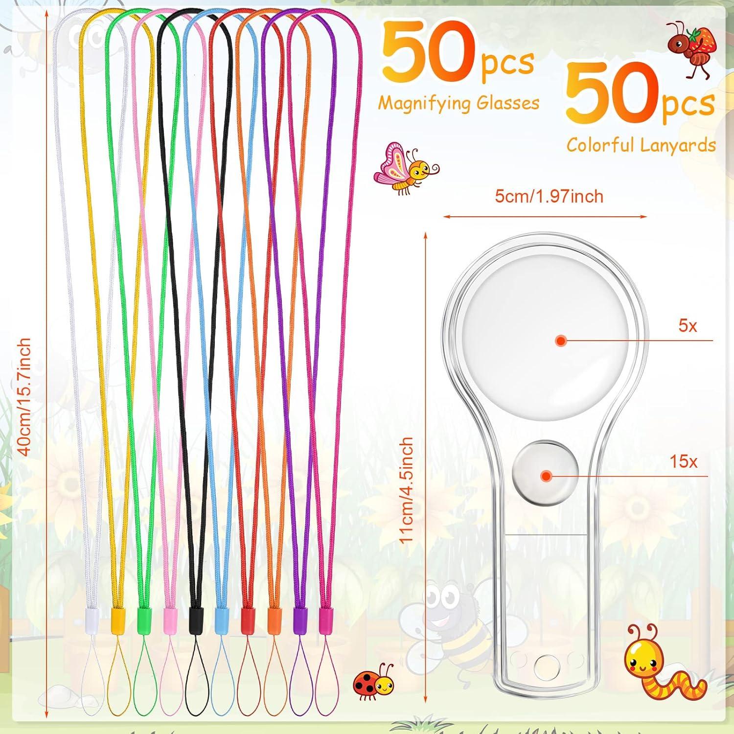 Paquete de 50 Lupas de Aumento Konohan 15X y 5X para Niños