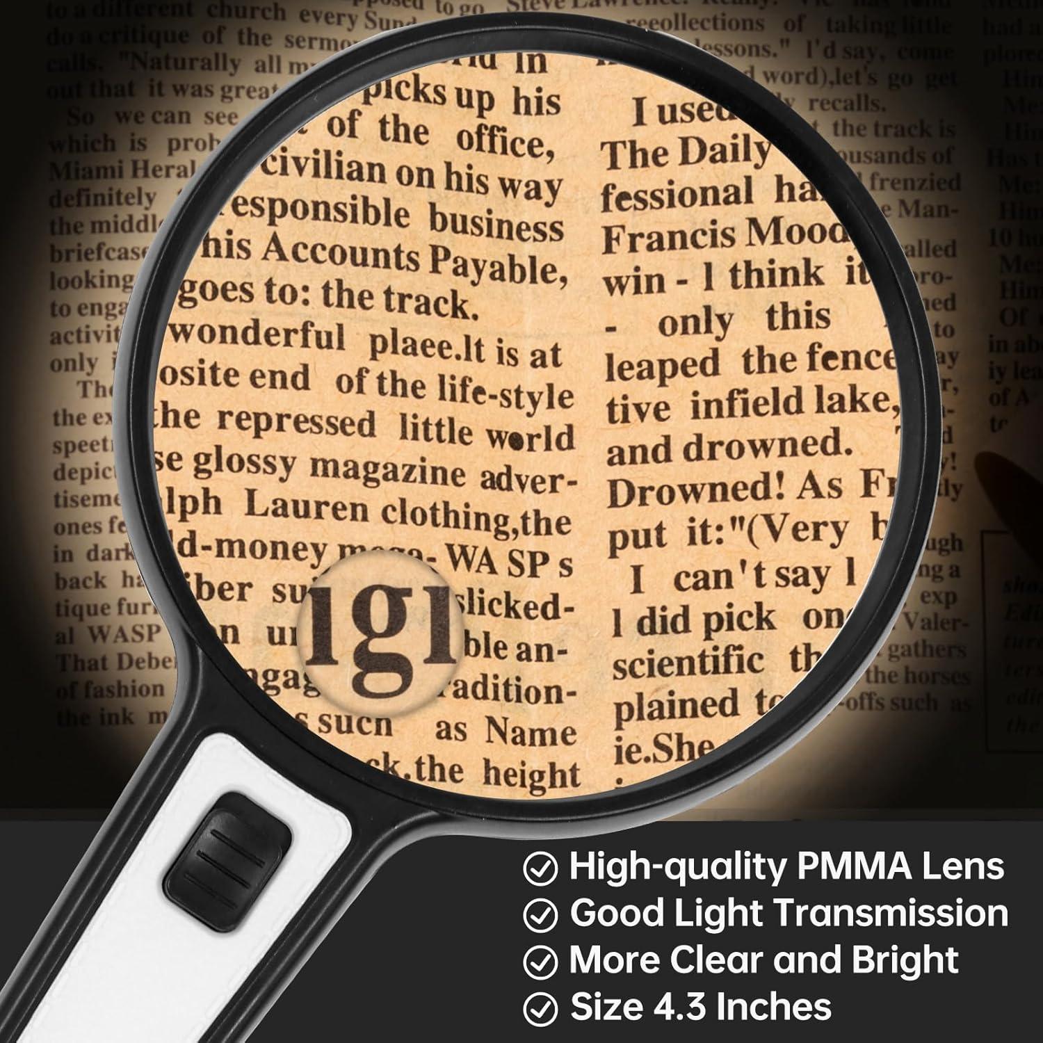 Lupa de Mano Huiboer 15X con Luz LED 10.92 cm para Lectura