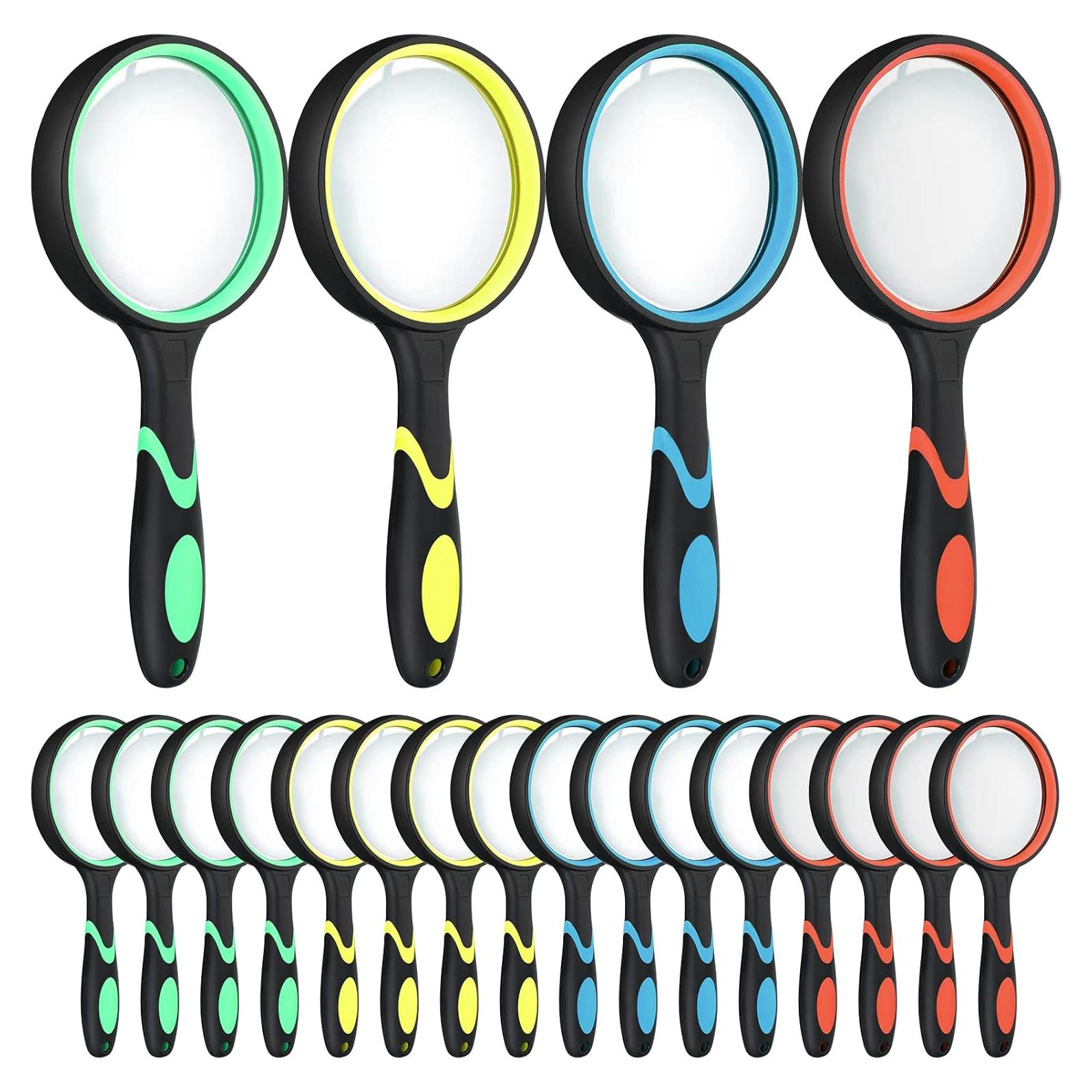 20 Lupas de Mano 10x Kingdder con Mango Antideslizante 75mm