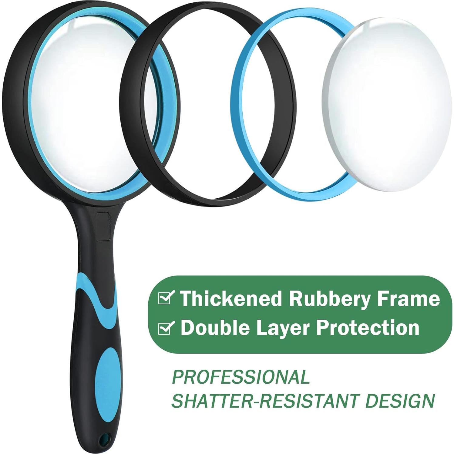 20 Lupas de Mano 10x Kingdder con Mango Antideslizante 75mm