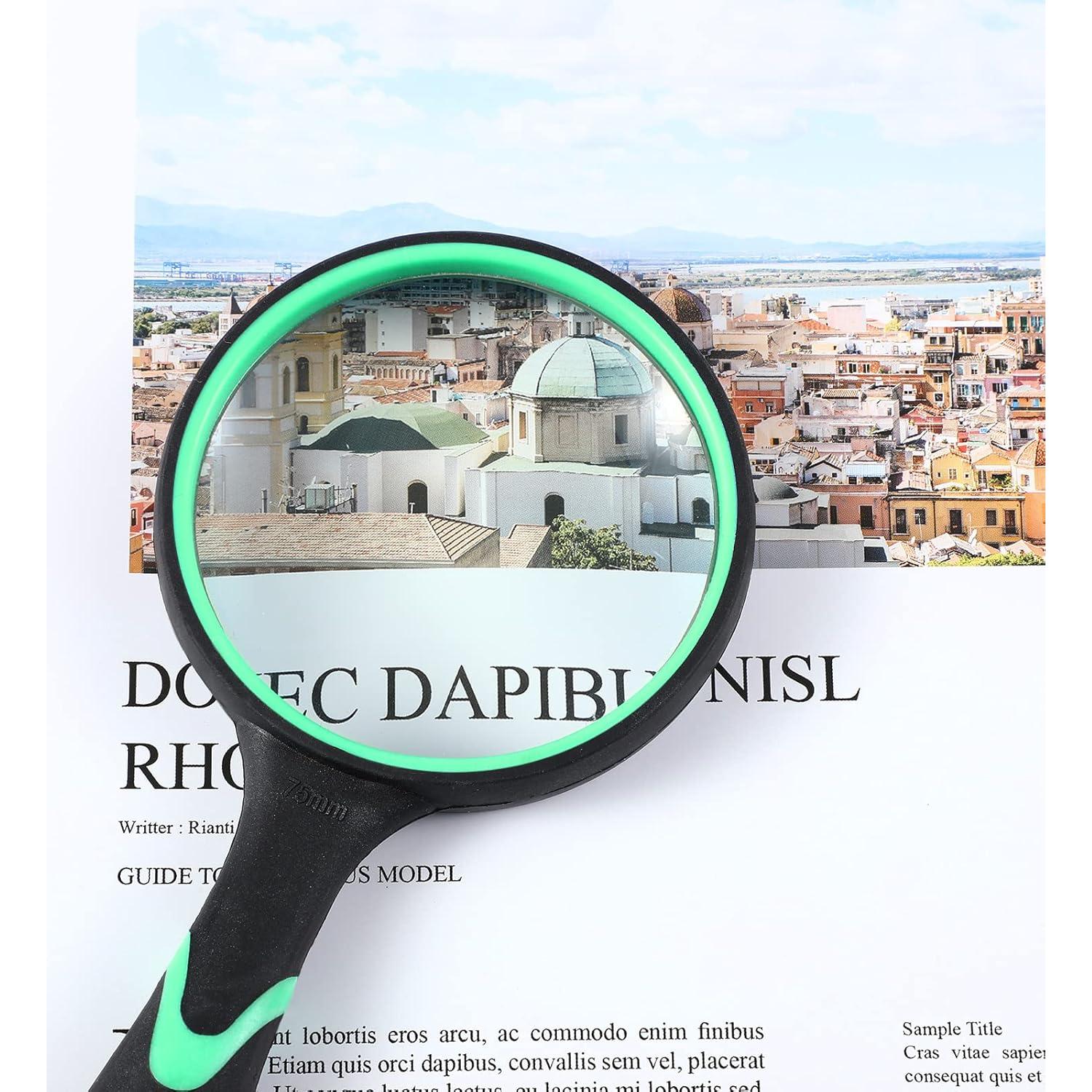 20 Lupas de Mano 10x Kingdder con Mango Antideslizante 75mm