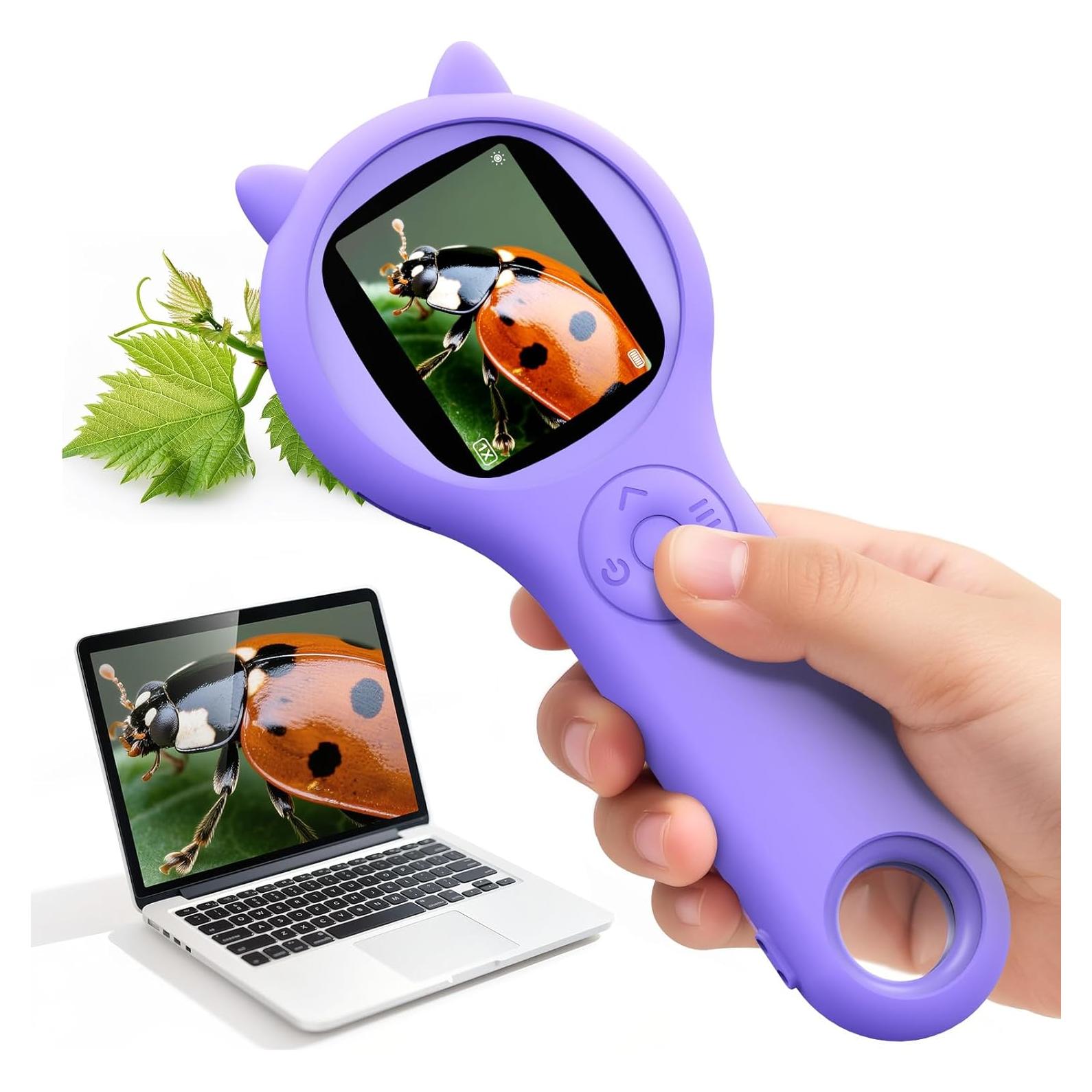 Lupa para Niños Ashfly 2" HD 200x con Luz LED Morado