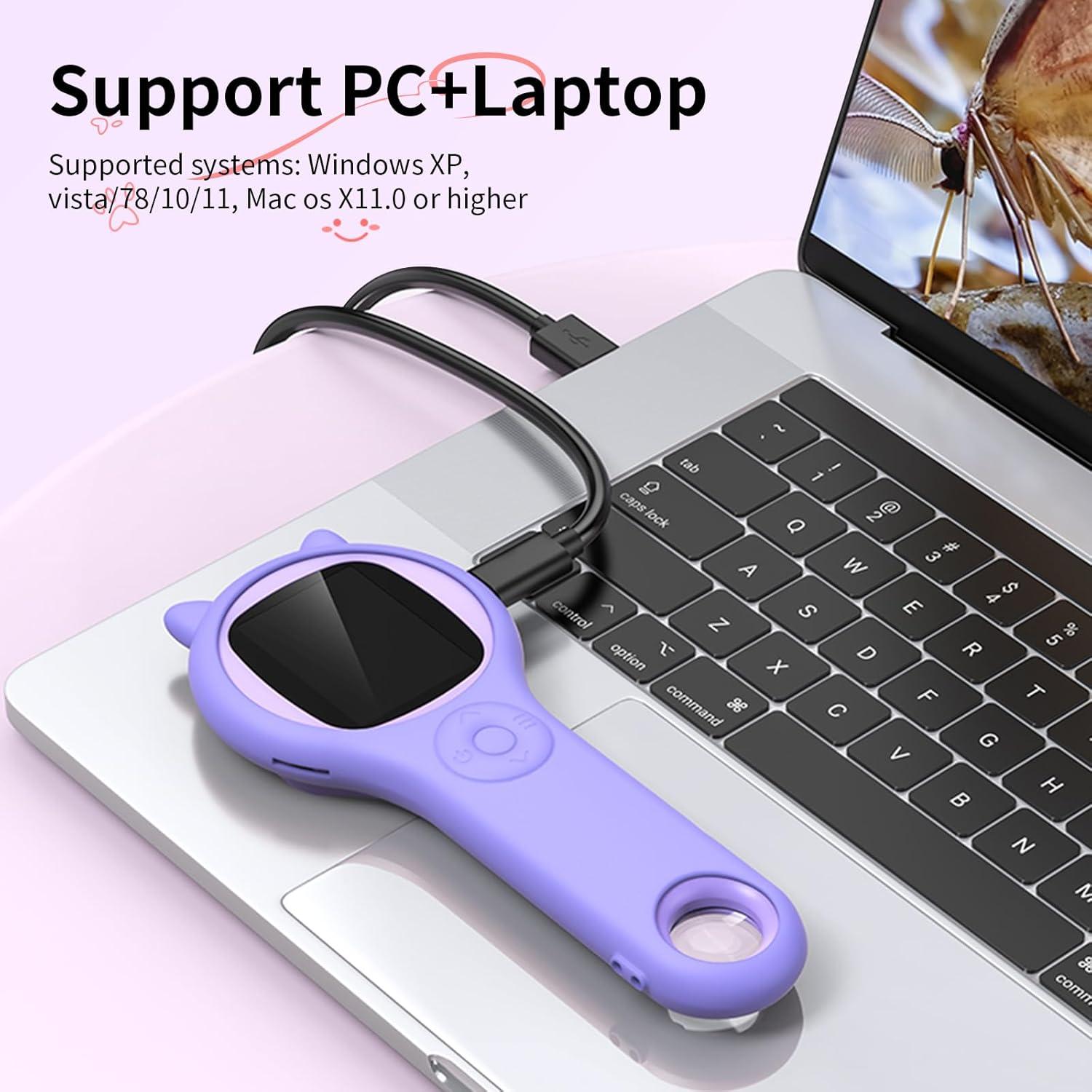 Lupa para Niños Ashfly 2" HD 200x con Luz LED Morado