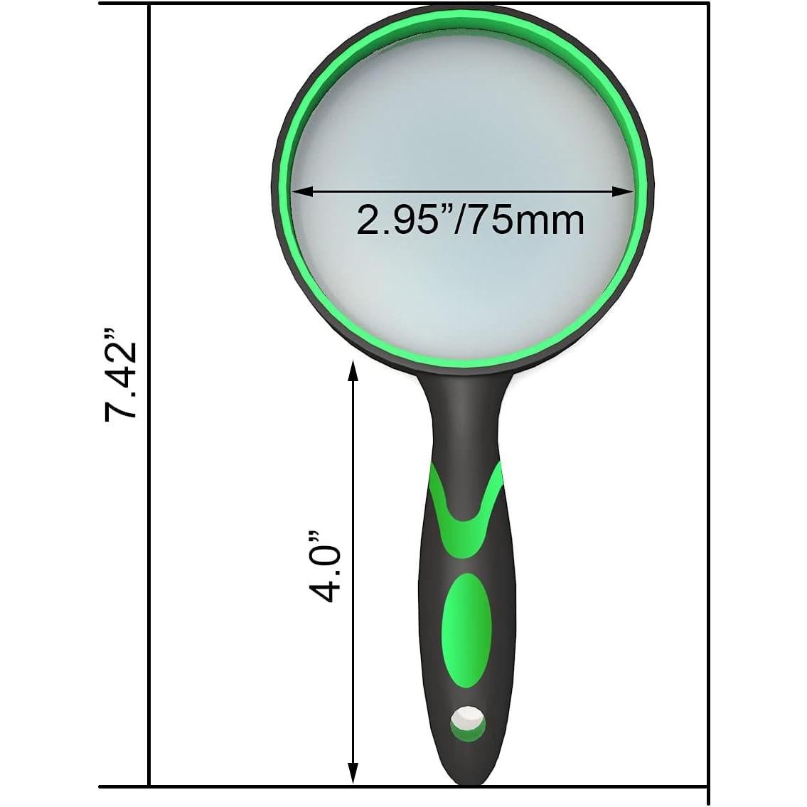 Lupa de Mano 10X yuntop con Lente de Vidrio 75mm Antideslizante