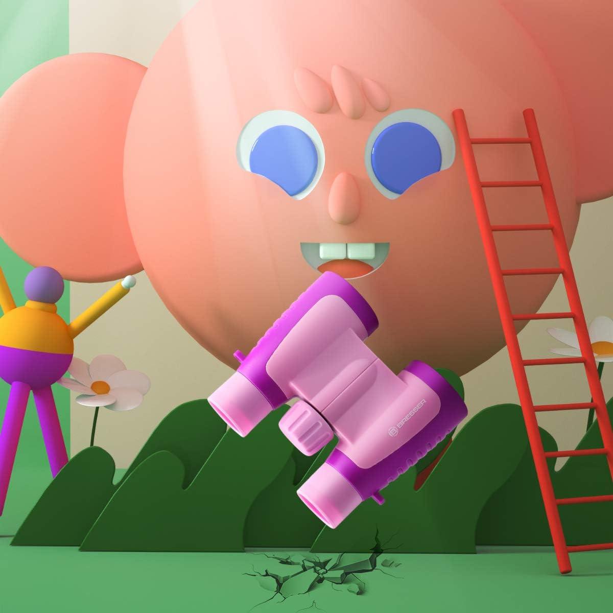 Binoculares Bresser 3x30 para Niños Rosa, Compactos y Resistentes