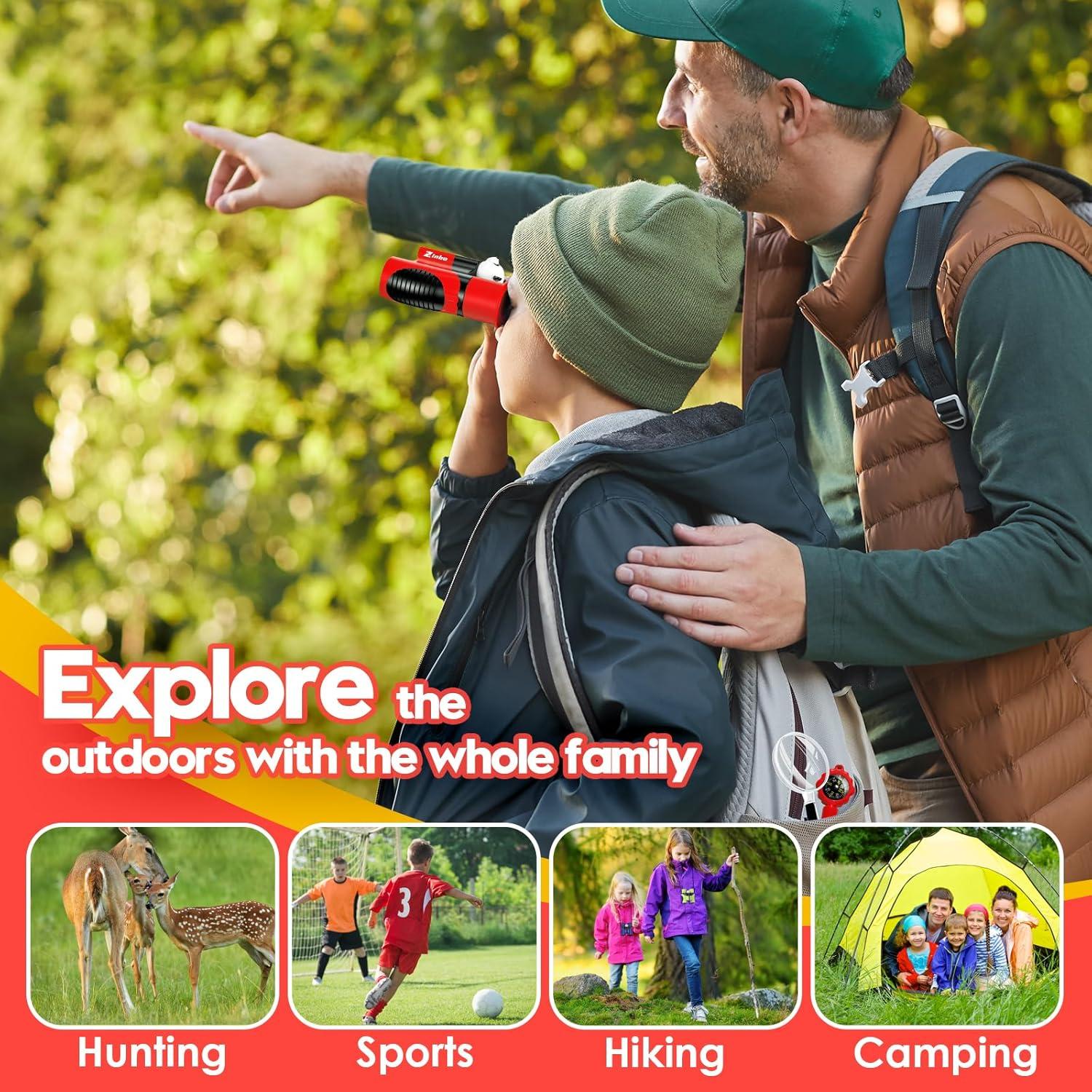 Binoculares para Niños Zinbo 8x21 Alta Resolución Rojo