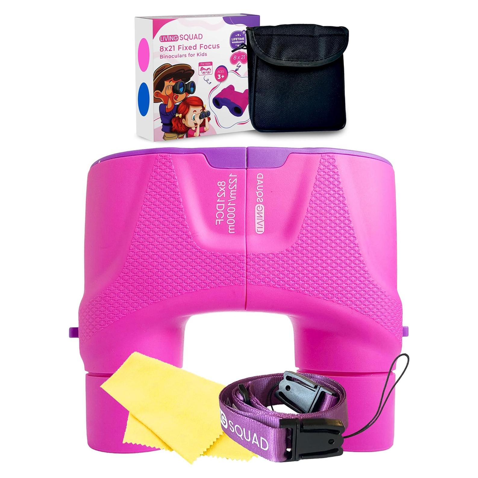 Binoculares para Niños Living Squad 8x21 Rosa - A Prueba de Golpes