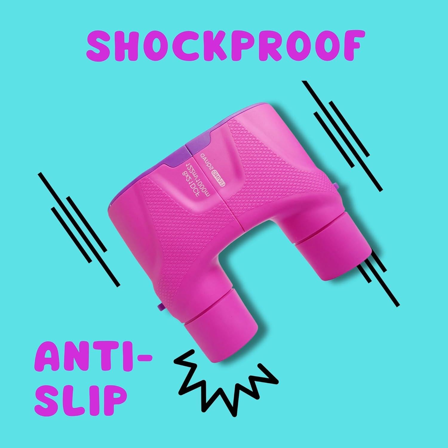 Binoculares para Niños Living Squad 8x21 Rosa - A Prueba de Golpes