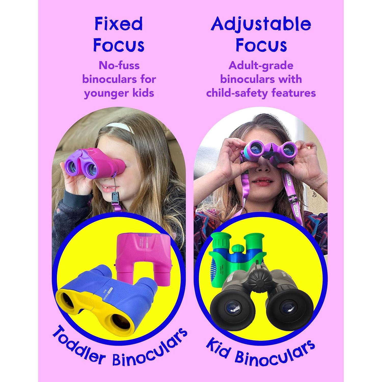Binoculares para Niños Living Squad 8x21 Rosa - A Prueba de Golpes