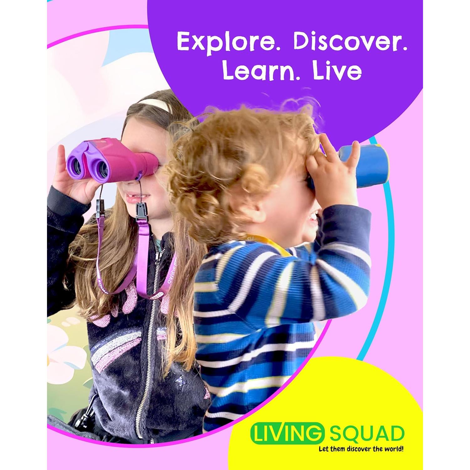Binoculares para Niños Living Squad 8x21 Rosa - A Prueba de Golpes