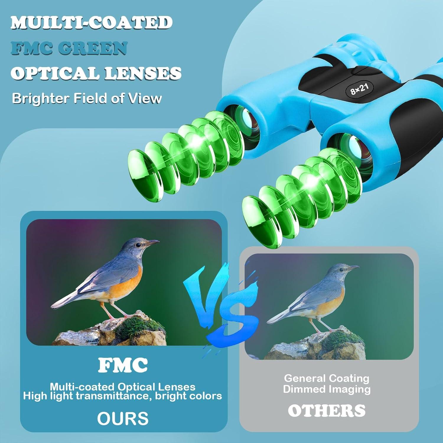 Binoculares BLACKICE 8x21 para Niños, Compactos y a Prueba de Golpes